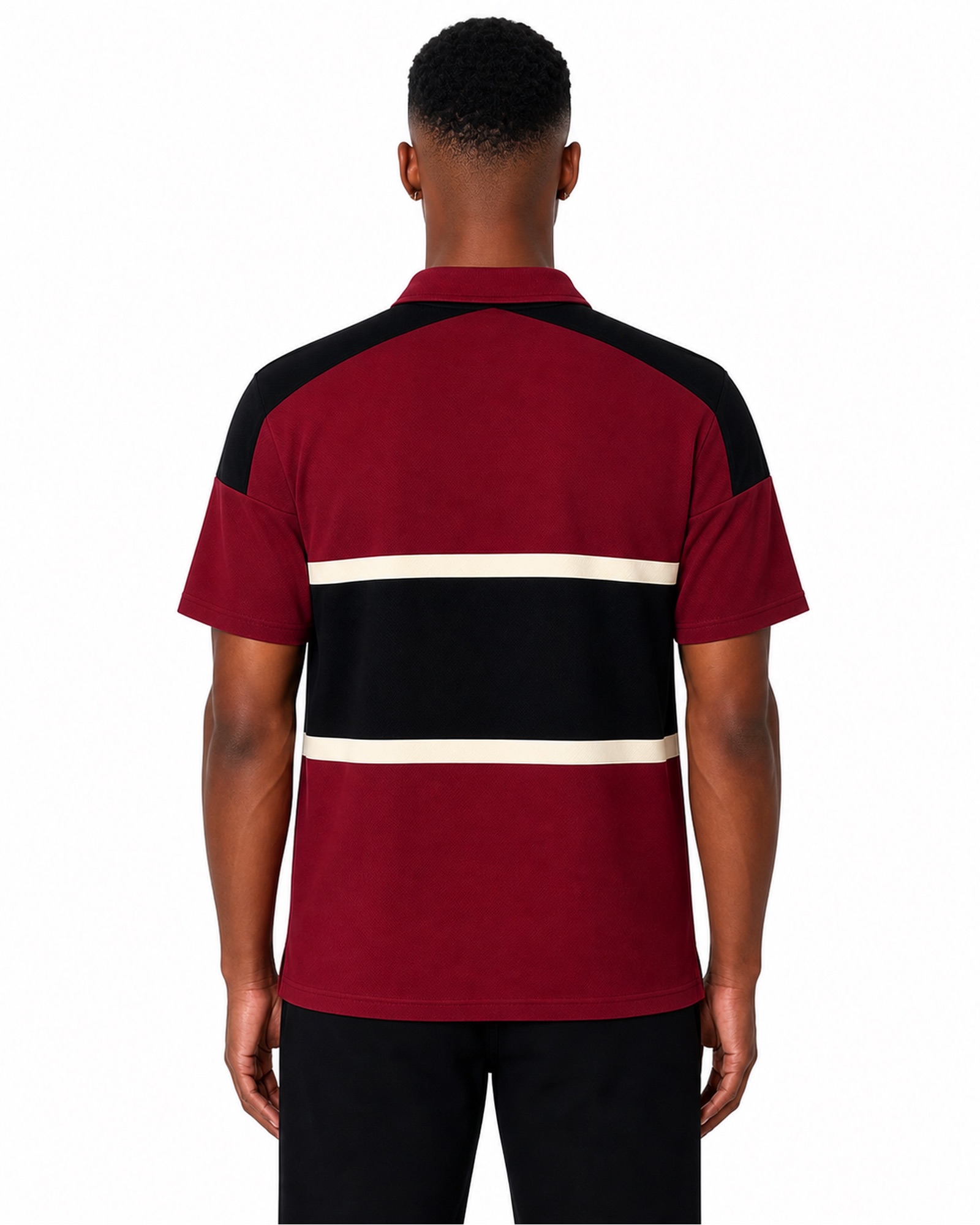 METRO Burgundy Crest Polo back product view on a white background