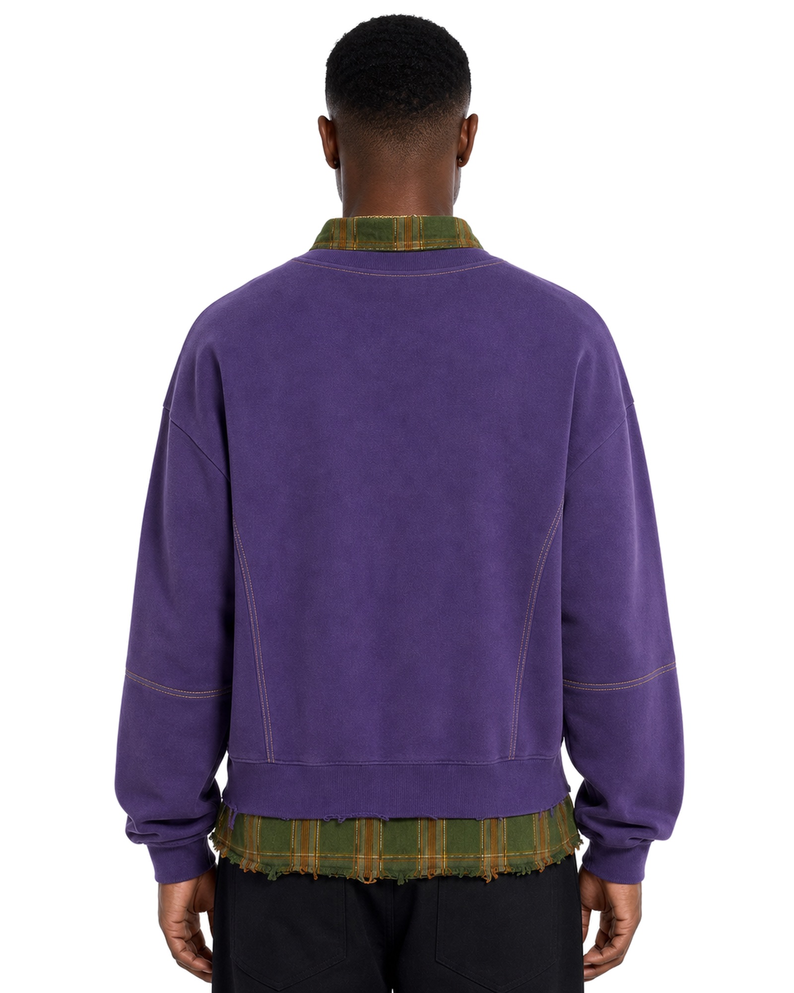 METRO Violet Layer Collar Sweatshirt back product view on a white background