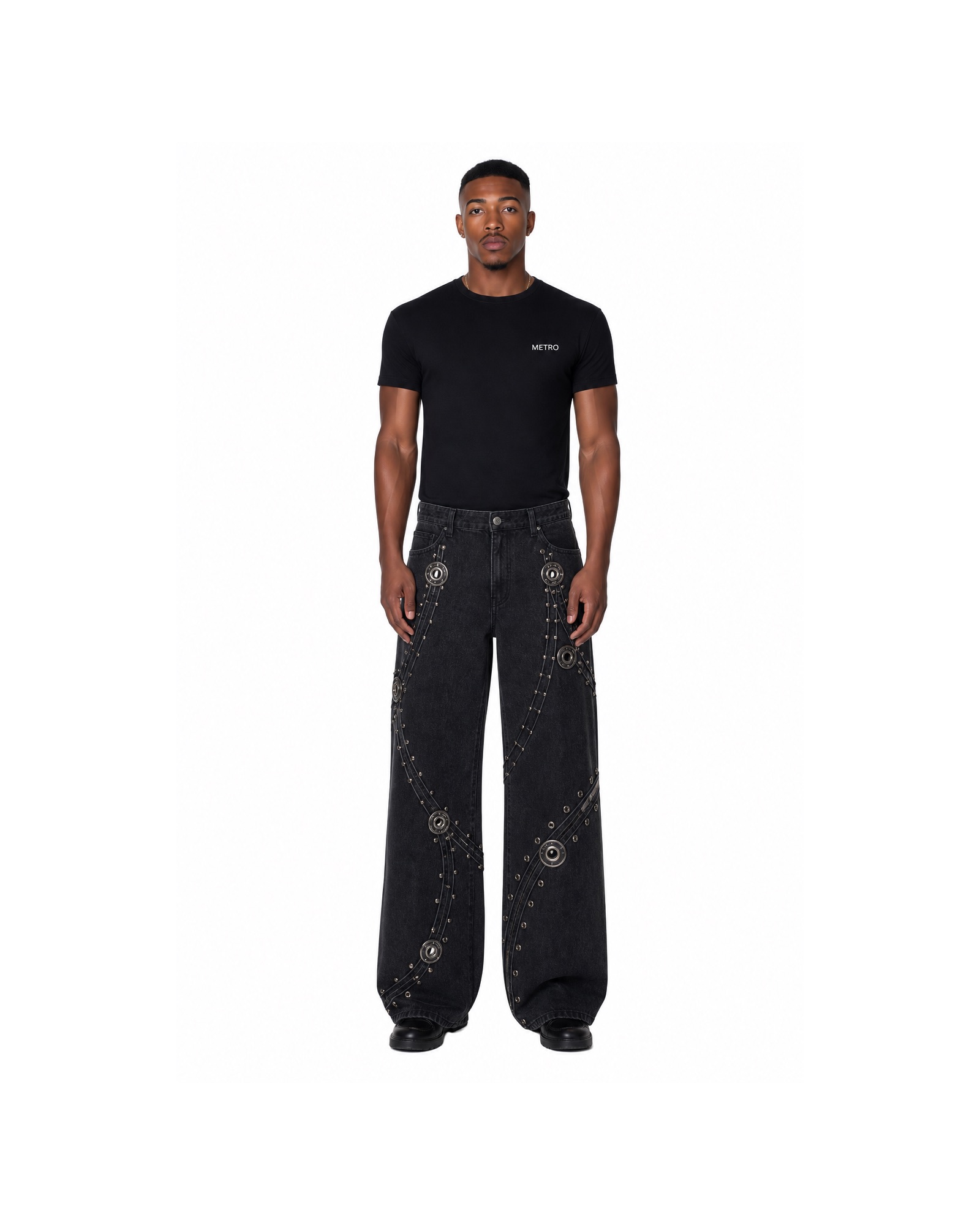 METRO Night Spray Wide Trousers front product view on a white background