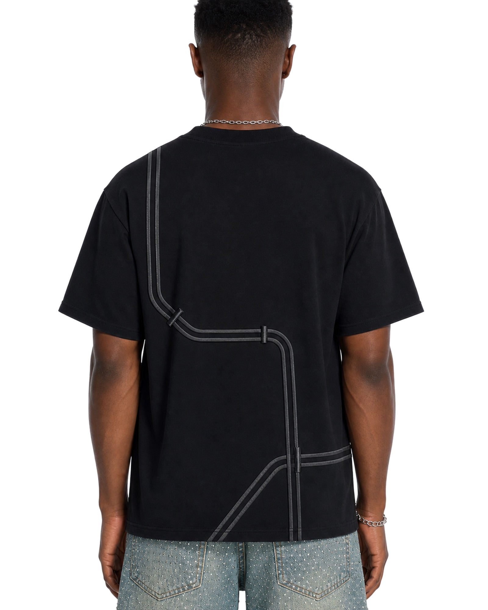 METRO Shadow Loop Graphic Tee back product view on a white background