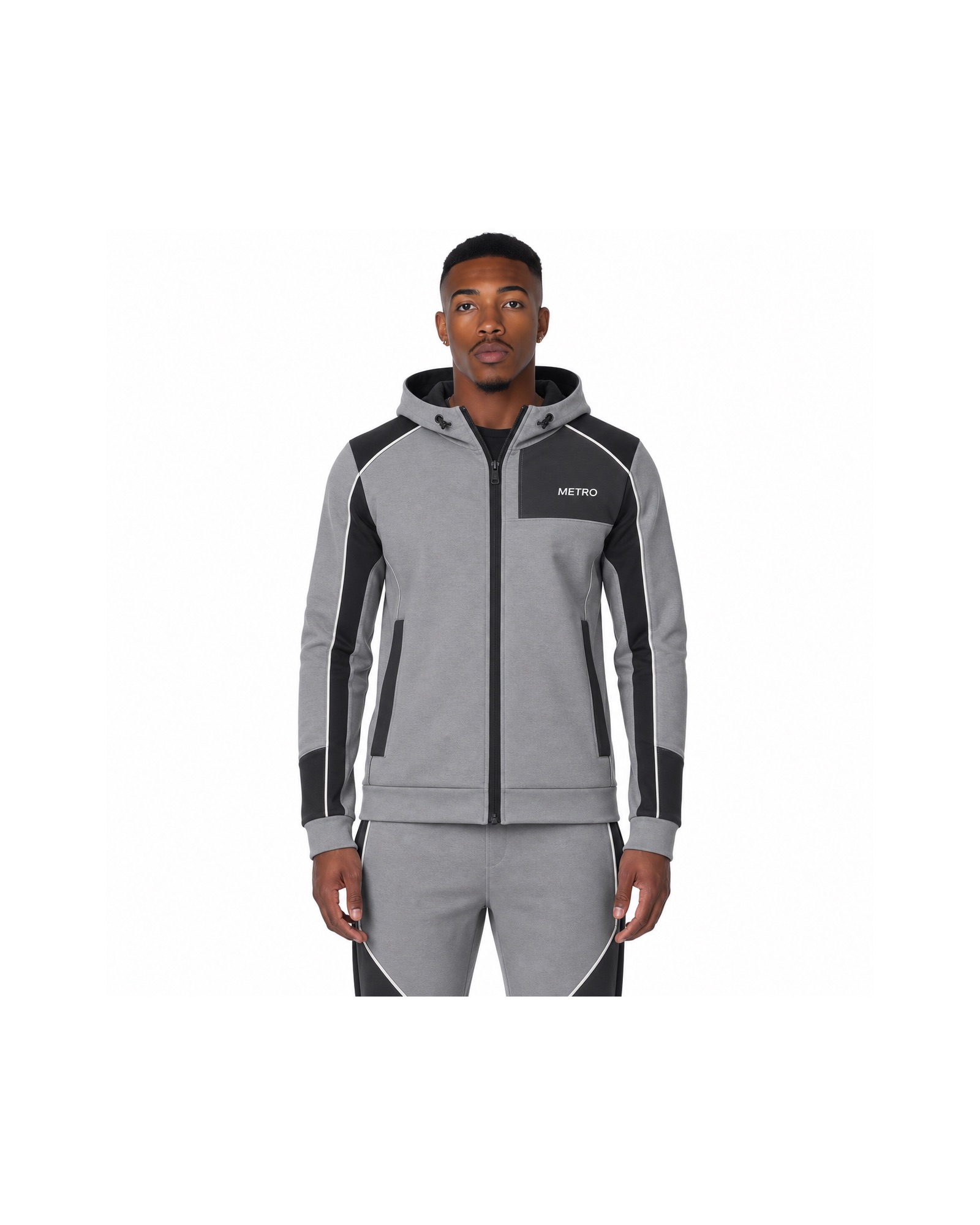 METRO Graphite Velocity Track Jacket front product view on a white background