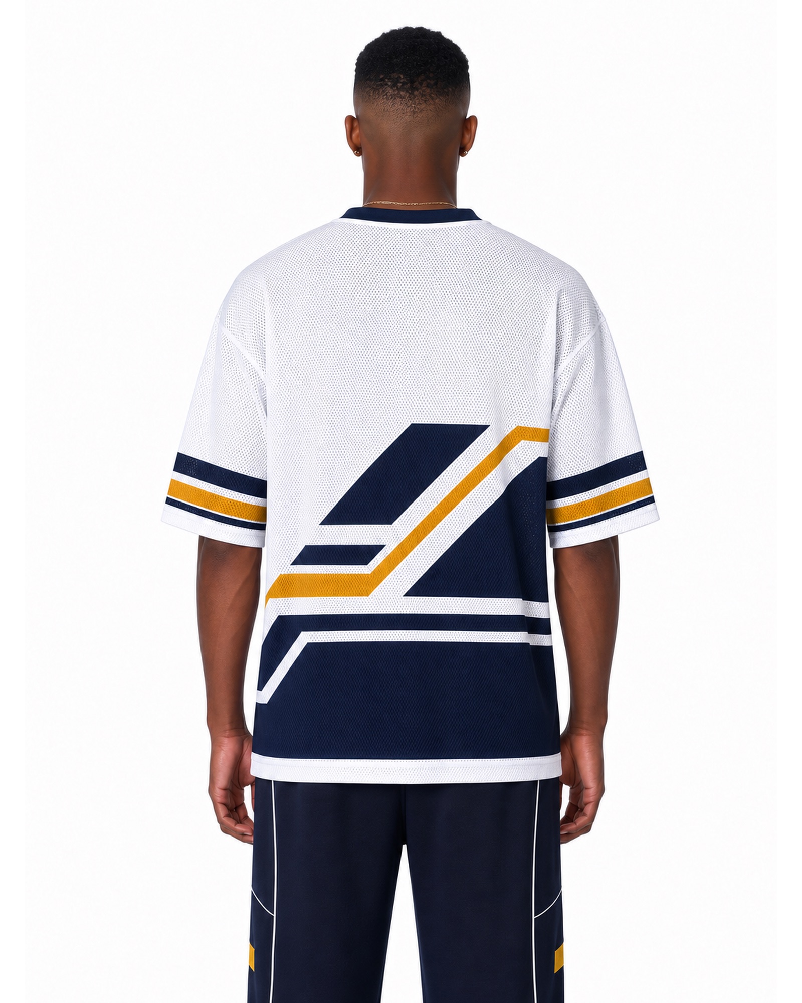 METRO Navy Slash Jersey Set back product view on a white background