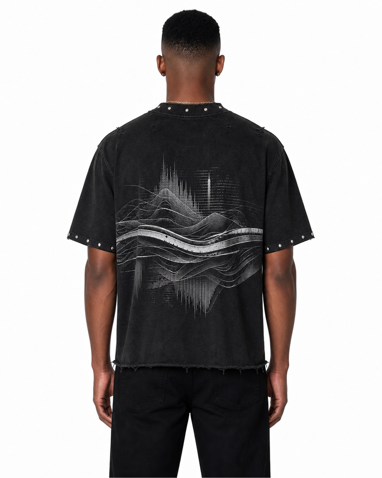 METRO Abyss Current Graphic Tee back product view on a white background