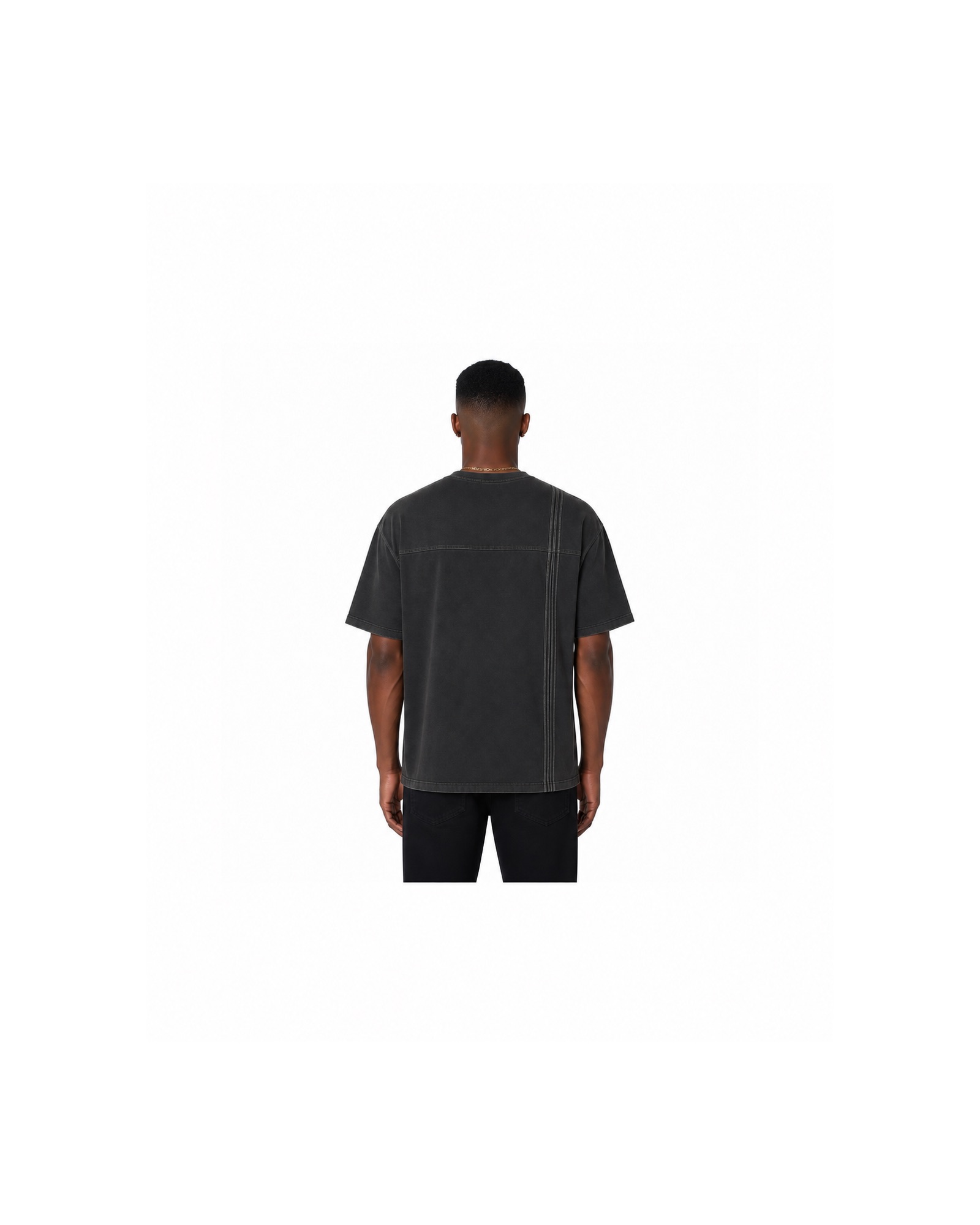 METRO Charcoal Wordmark Oversized Tee back product view on a white background