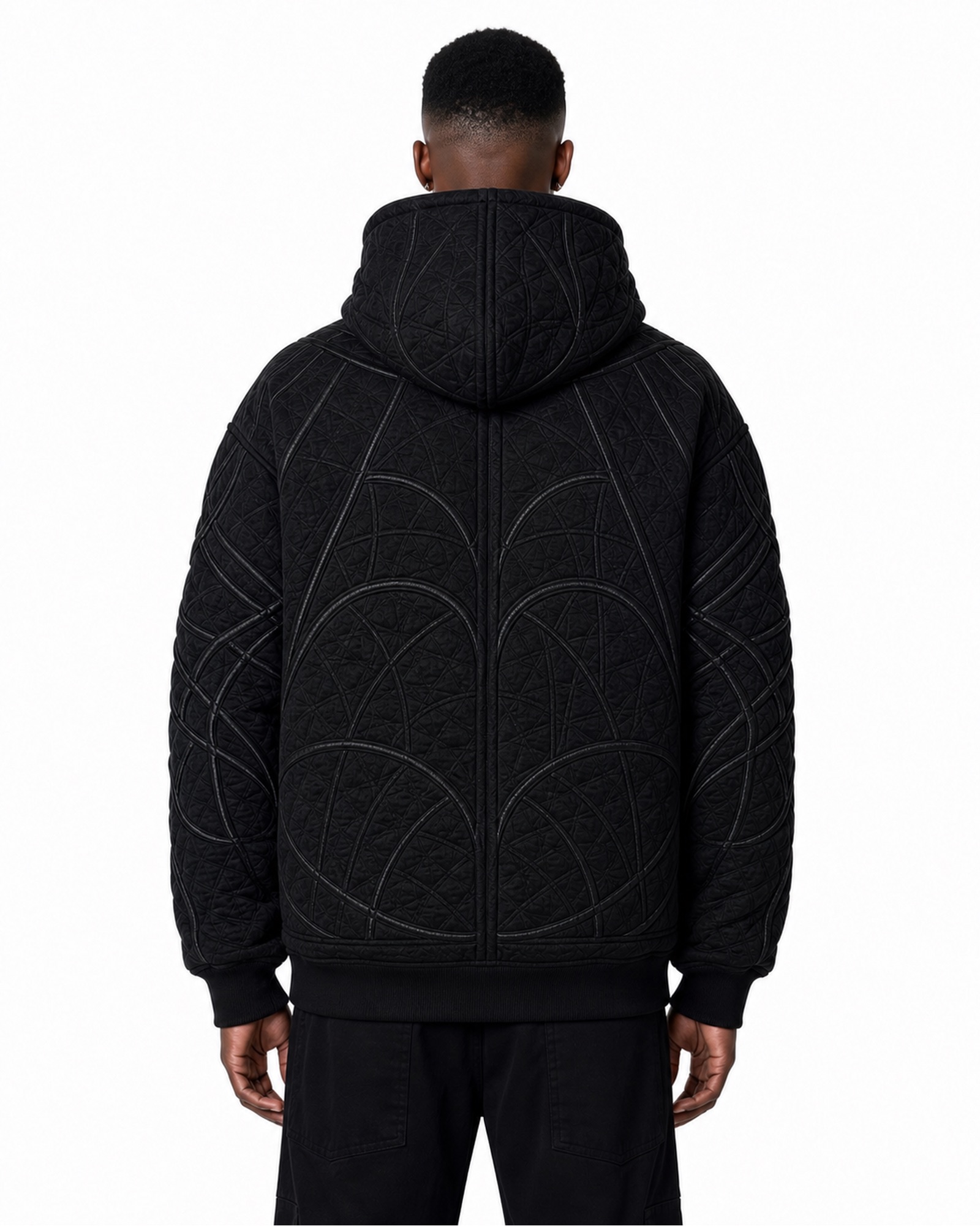 METRO Black Orbit Quilted Parka back product view on a white background