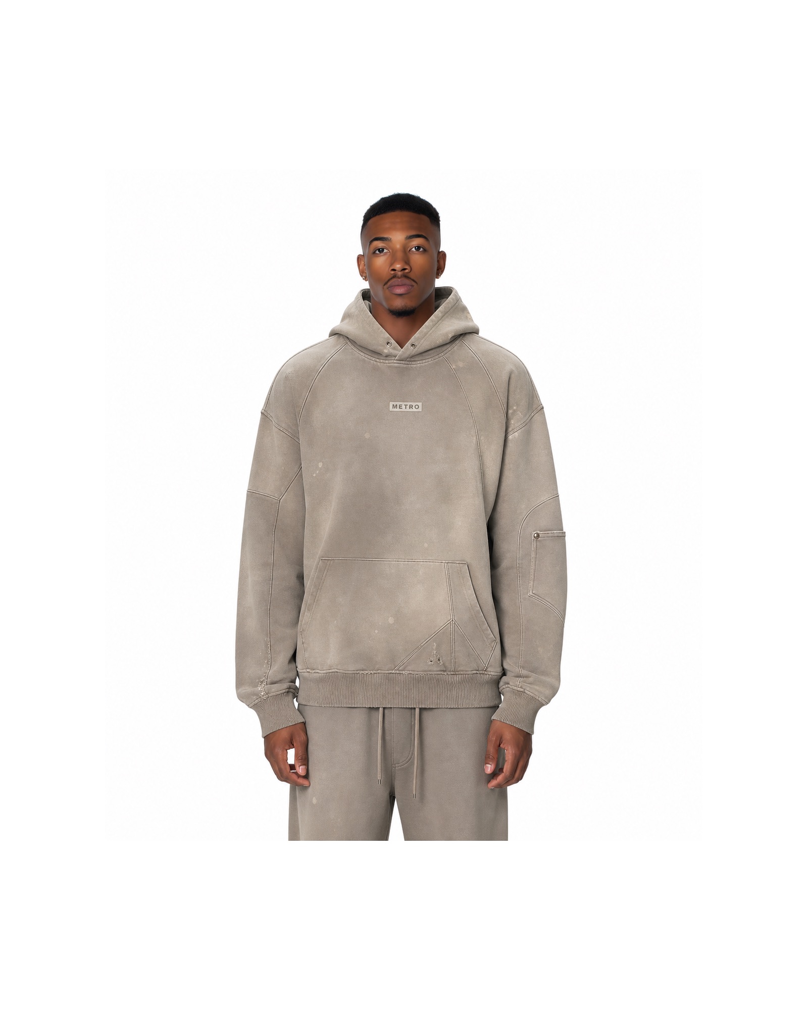 METRO Stonewash Shelter Hoodie front product view on a white background