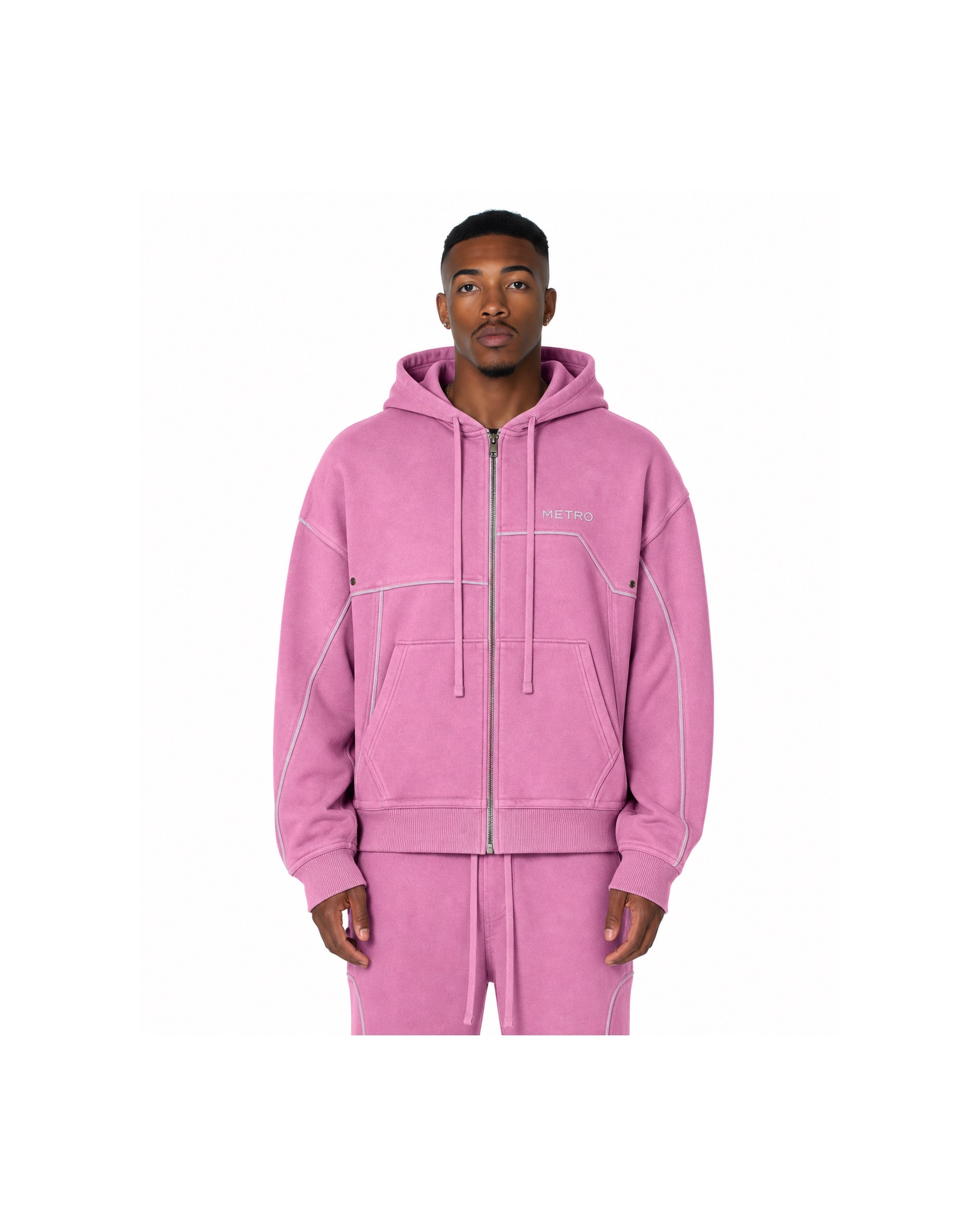 METRO Magenta Concourse Zip Set front product view on a white background