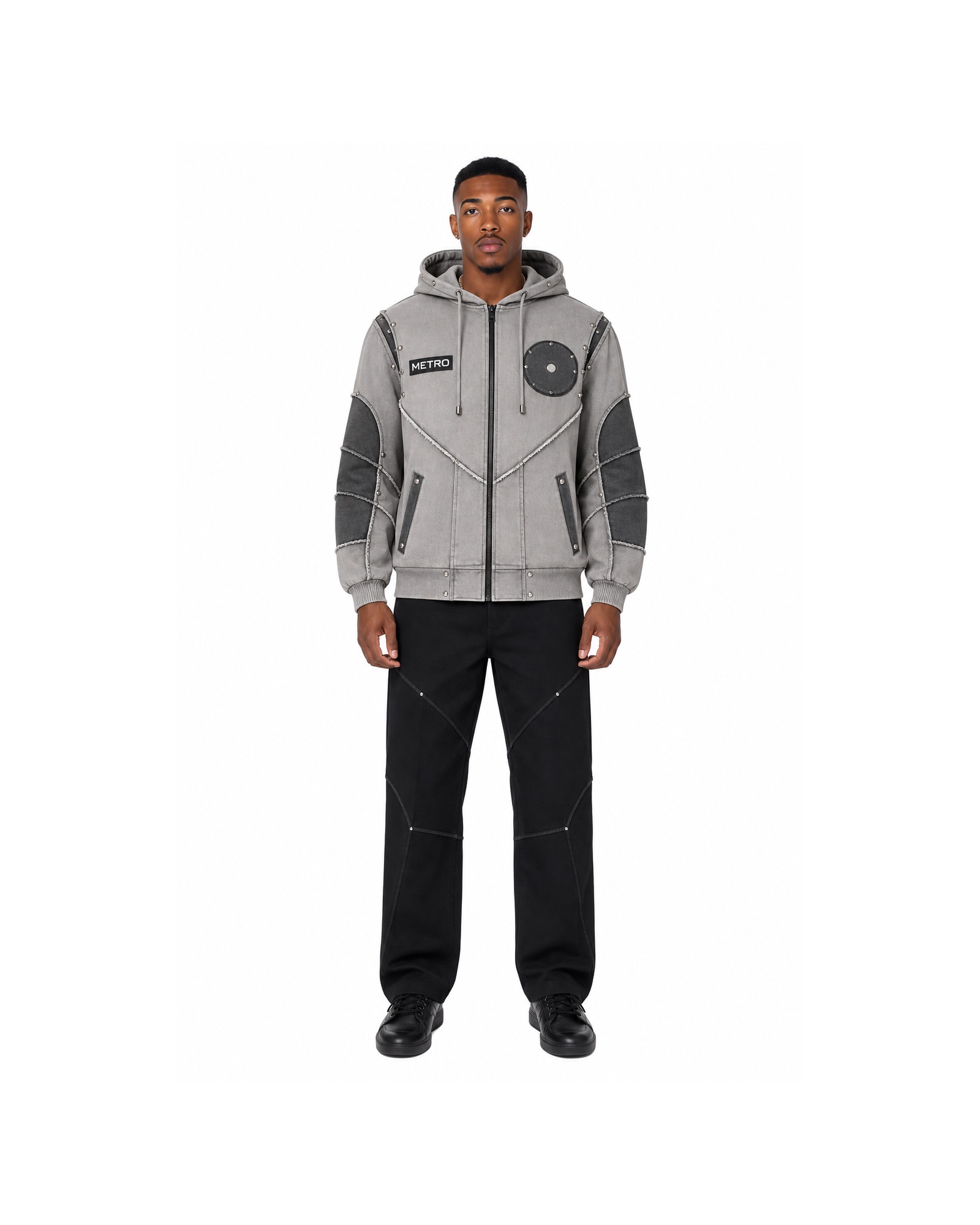 METRO Grey Control Utility Jacket front product view on a white background