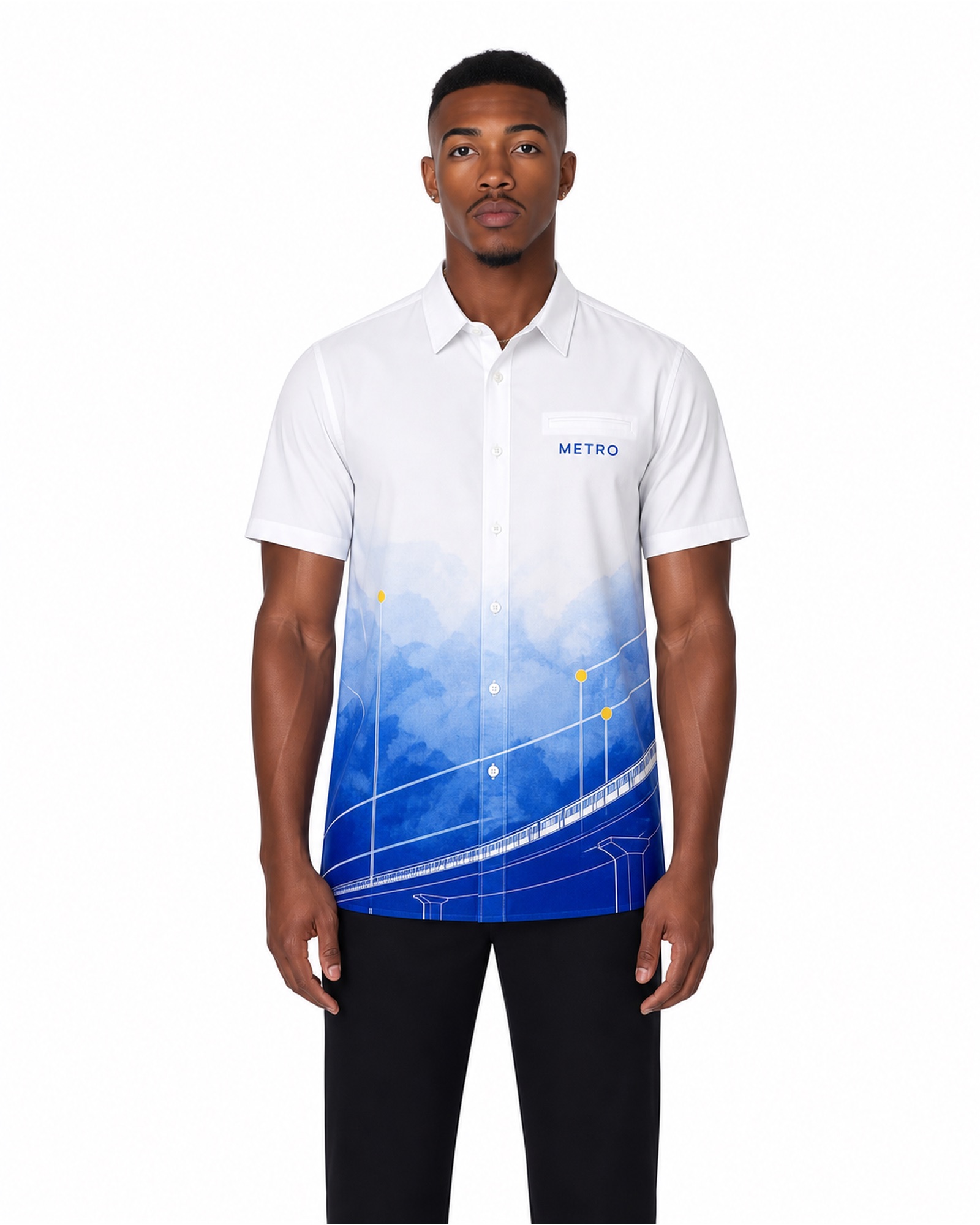 METRO Blue Horizon Polo front product view on a white background