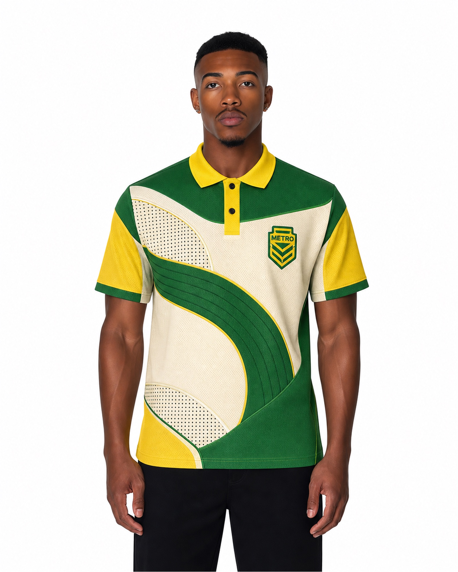 METRO Emerald Sweep Polo Jersey front product view on a white background