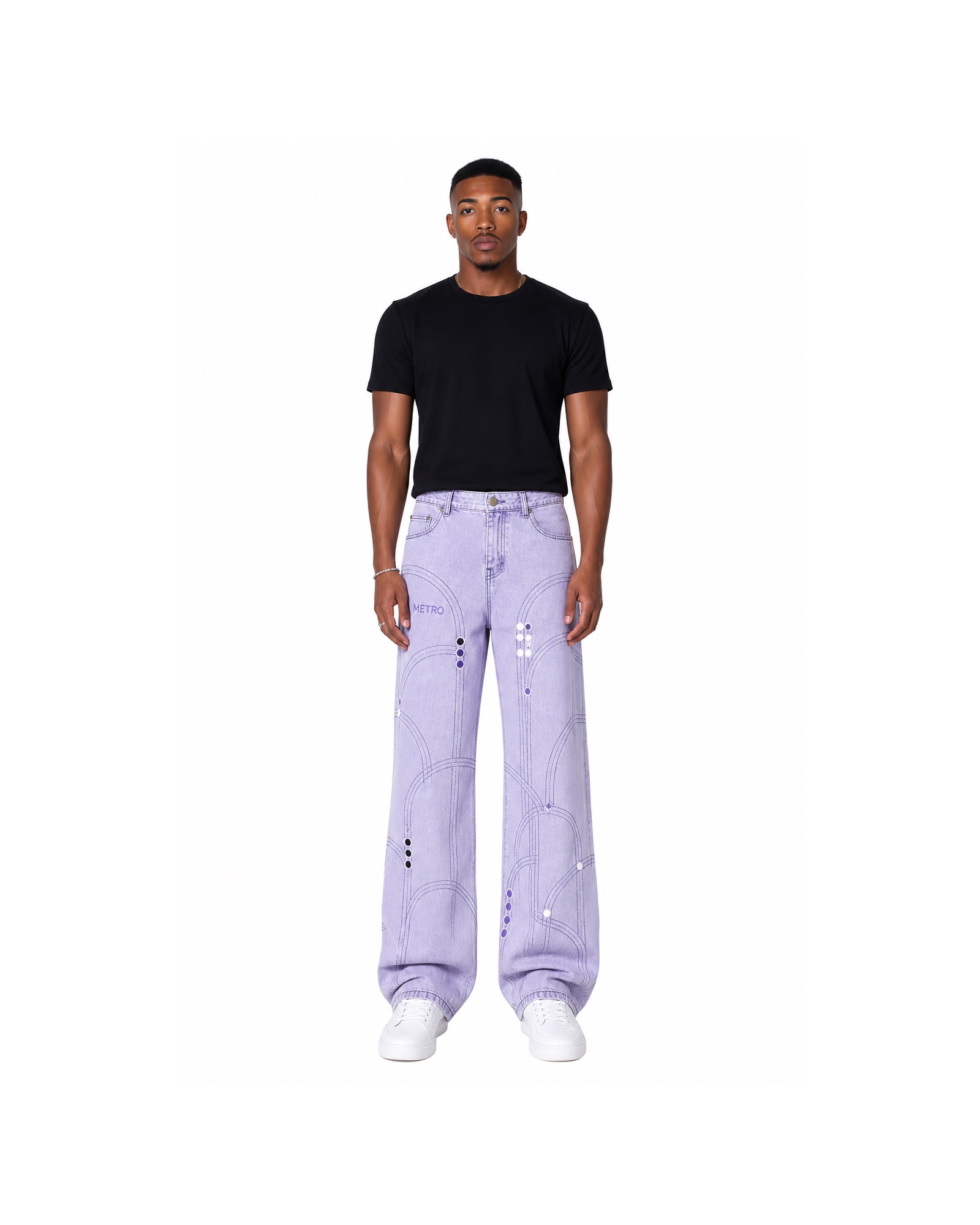 METRO Lilac Signal Wide Jeans front product view on a white background