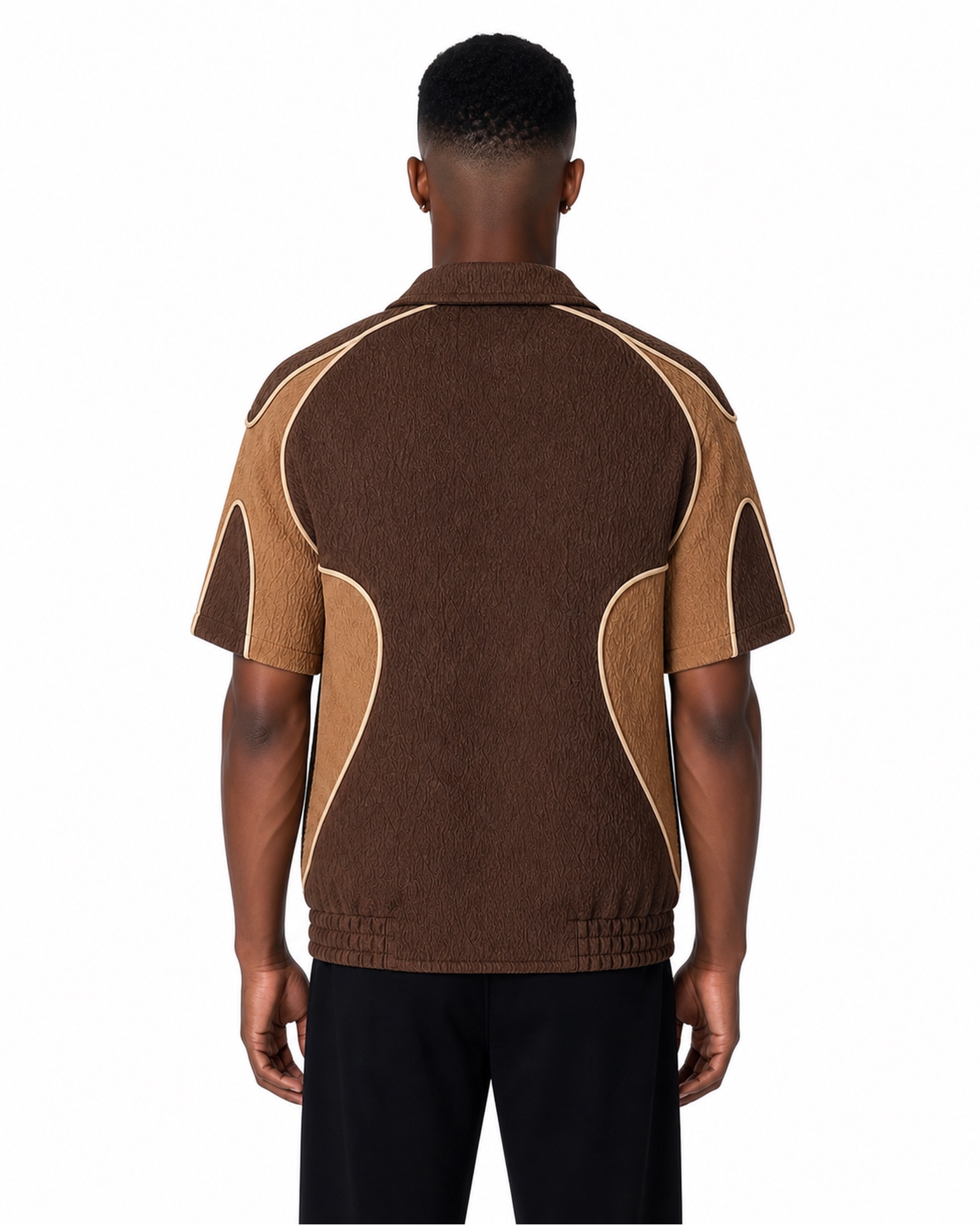METRO Cocoa Fastener Knit Shirt back product view on a white background