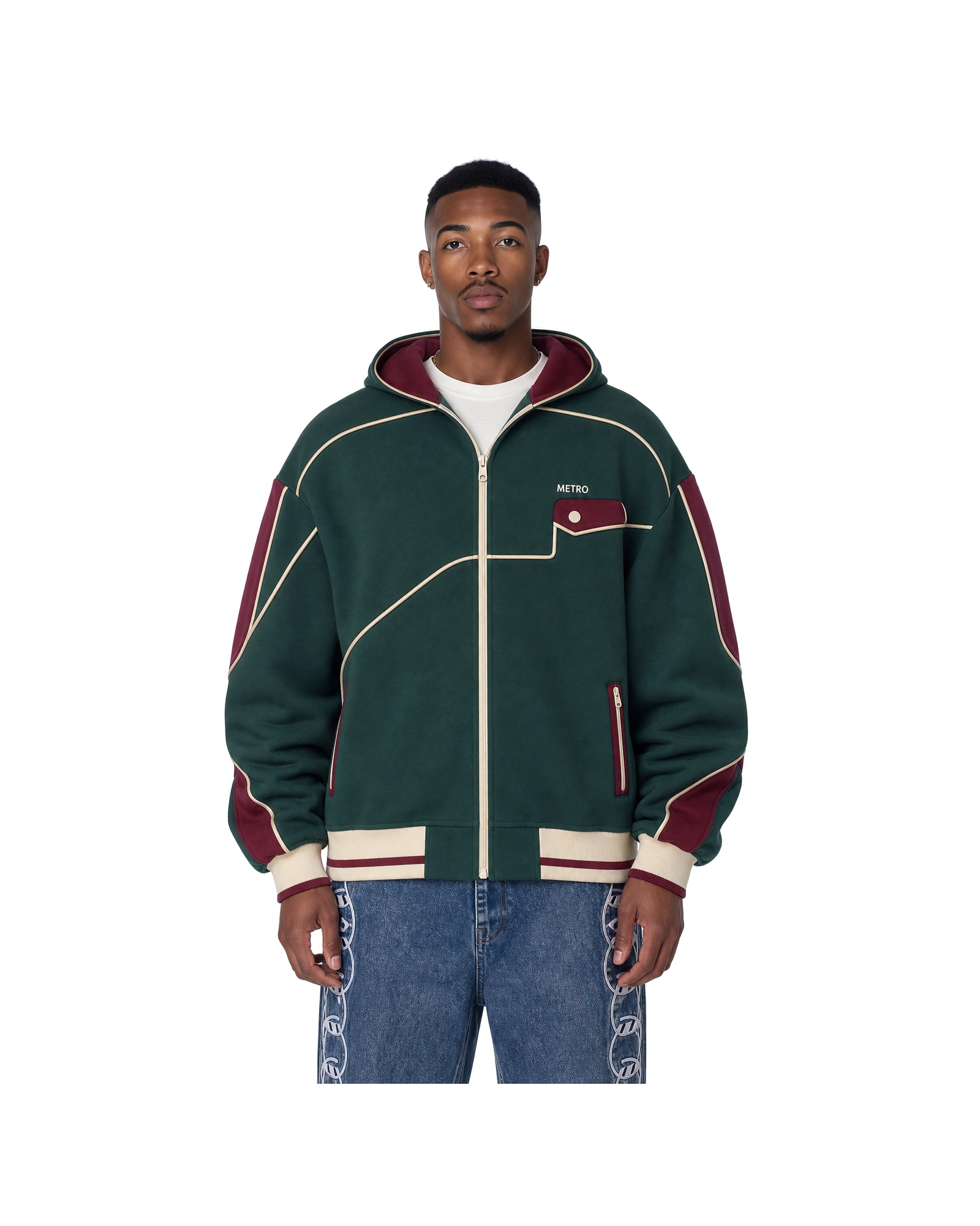 METRO Borough Link Zip Hoodie front product view on a white background
