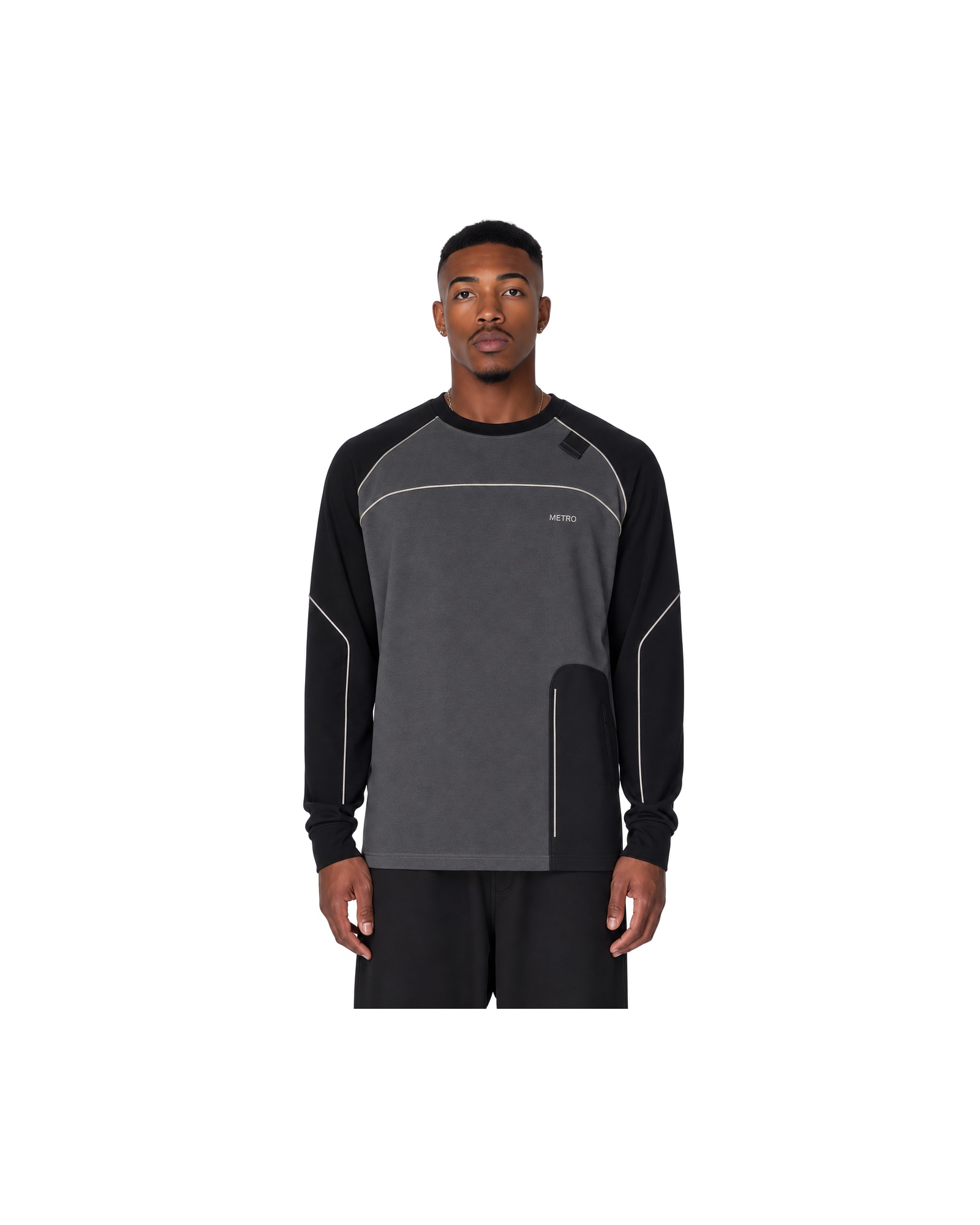 METRO Graphite Transfer Long-Sleeve Tee front product view on a white background