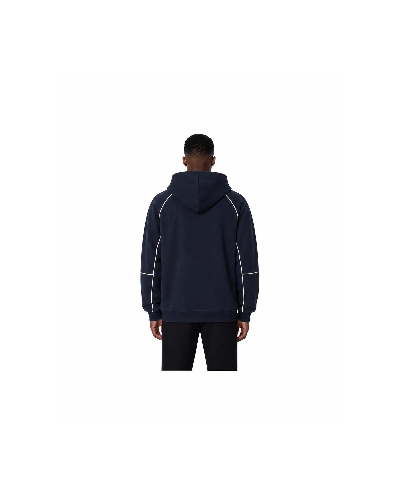METRO Navy Switchback Zip Hoodie back product view on a white background