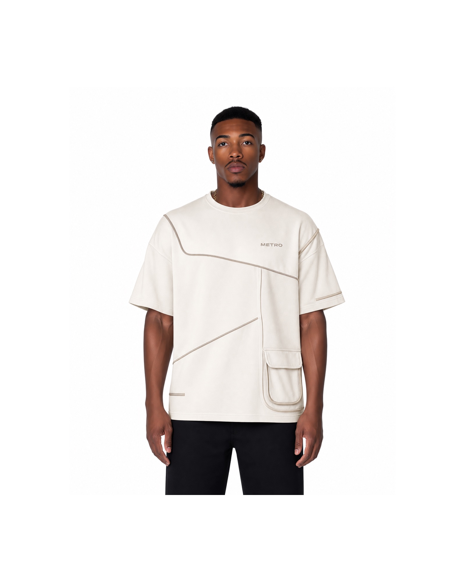 METRO White Terminal Utility Tee front product view on a white background