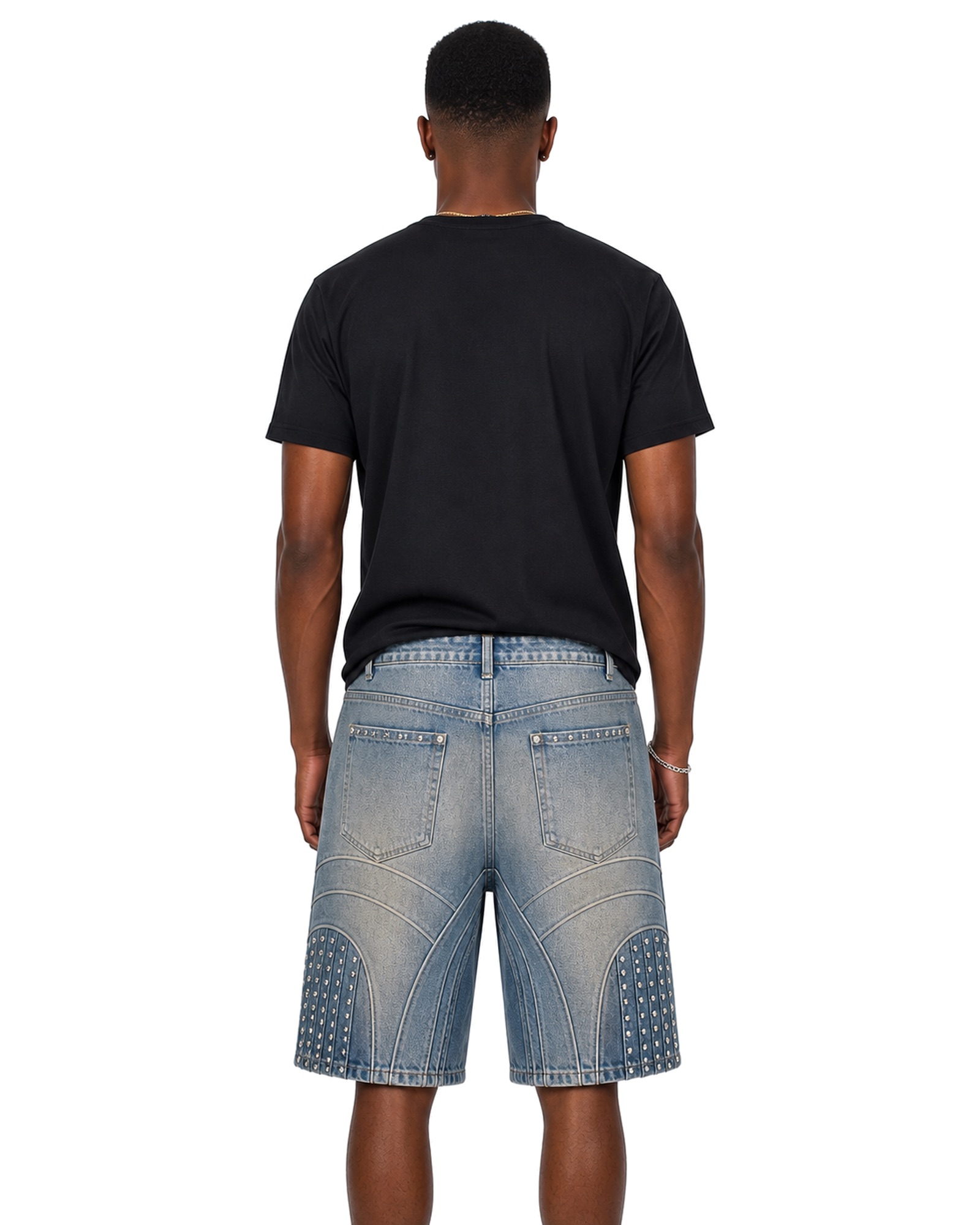 METRO Raincode Denim Jorts back product view on a white background