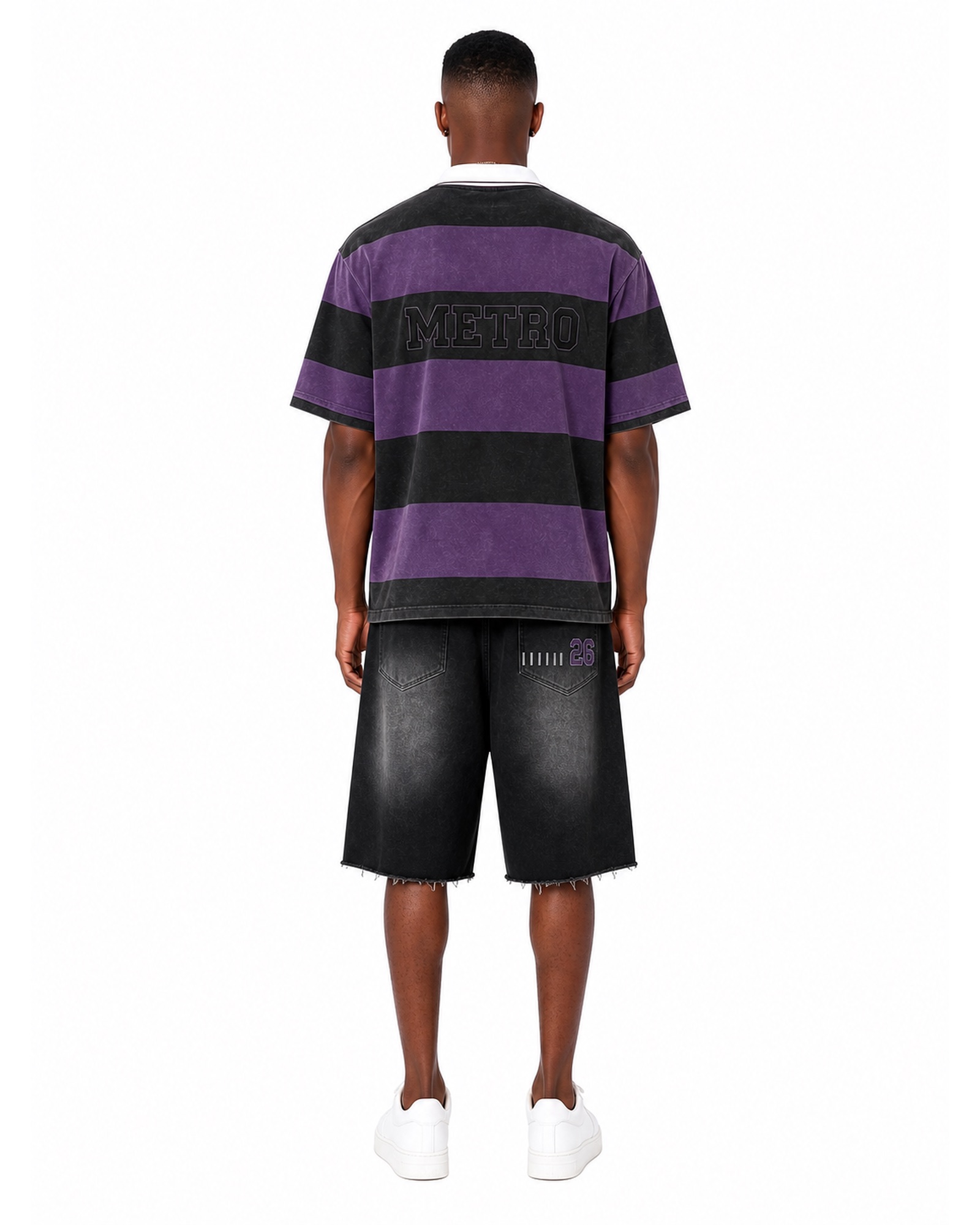 METRO Violet Platform Polo Set back product view on a white background