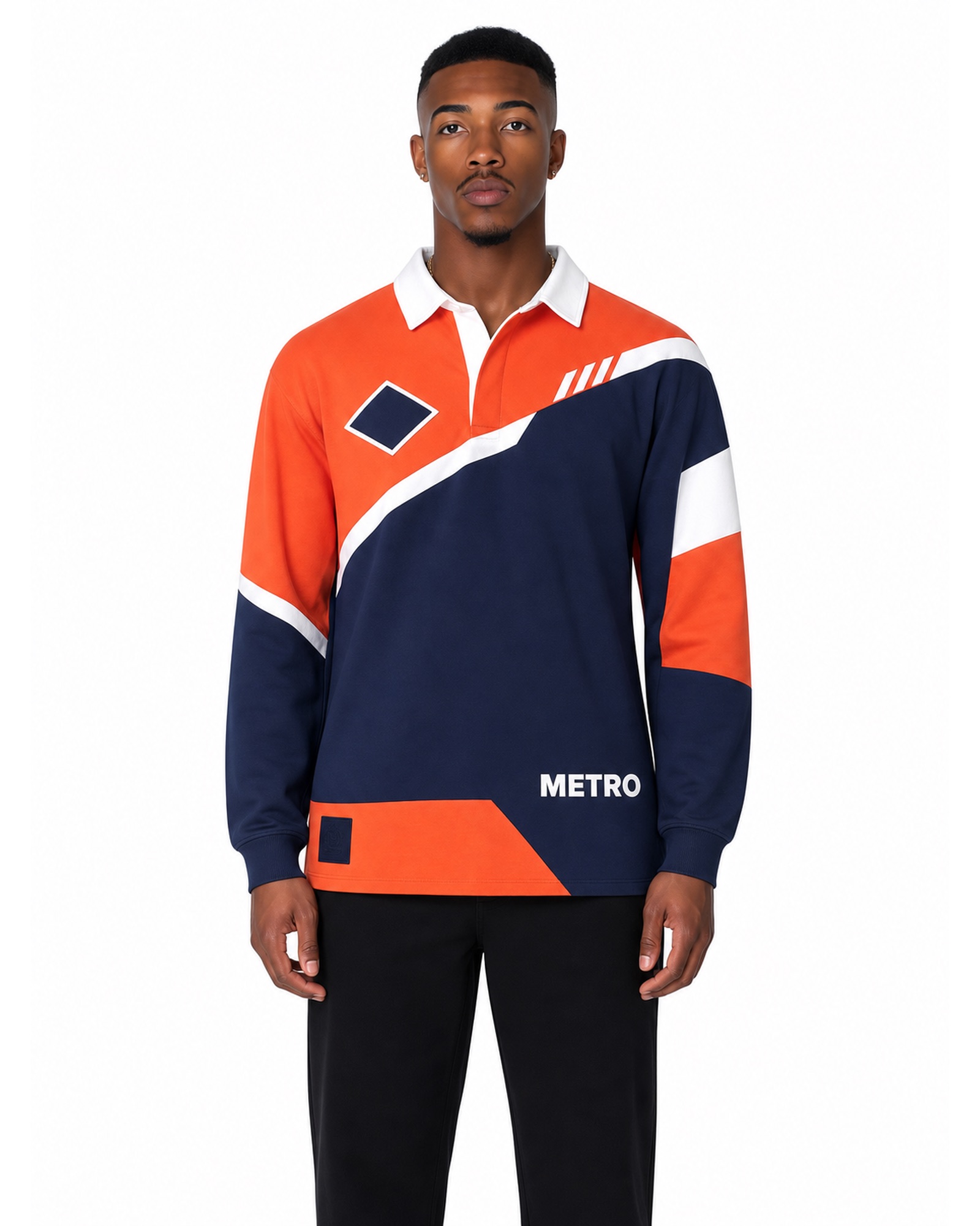 METRO Signal Cross Rugby Shirt front product view on a white background