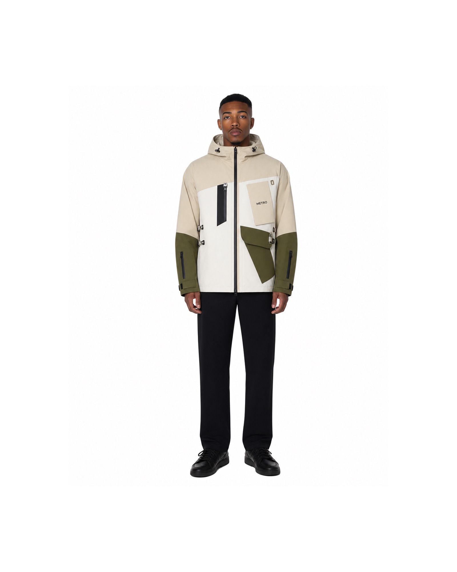 METRO Ivory Terrain Shell Jacket front product view on a white background