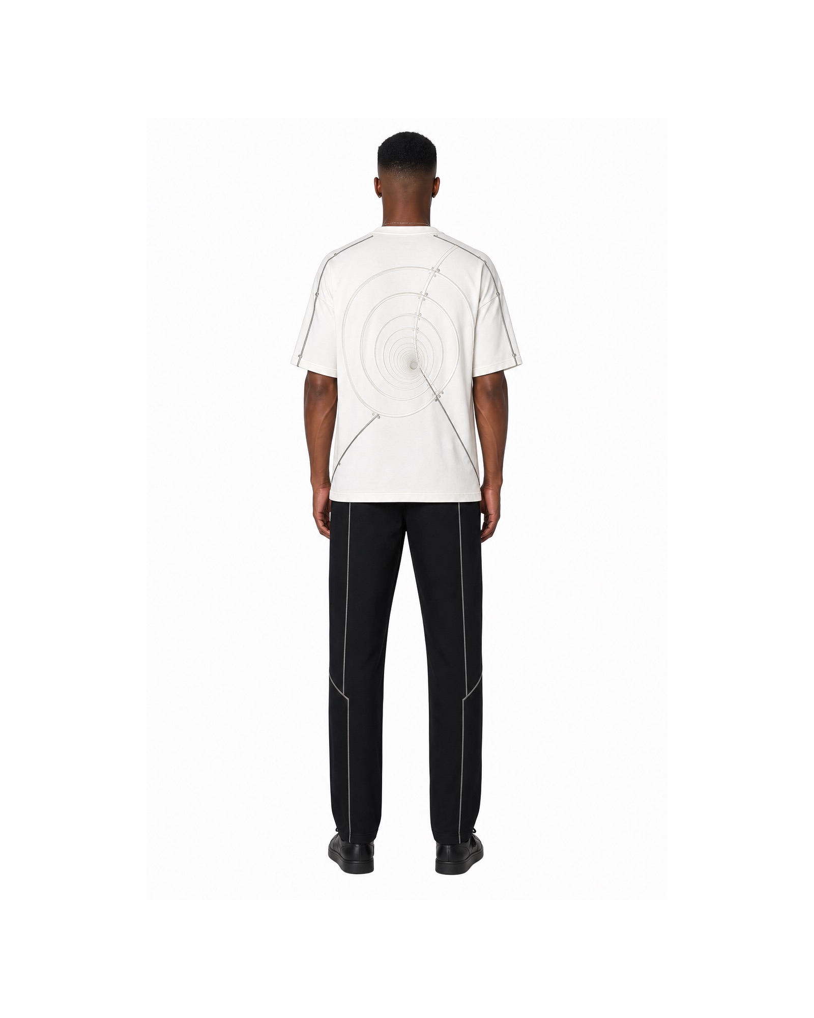 METRO White Halo Graphic Tee back product view on a white background