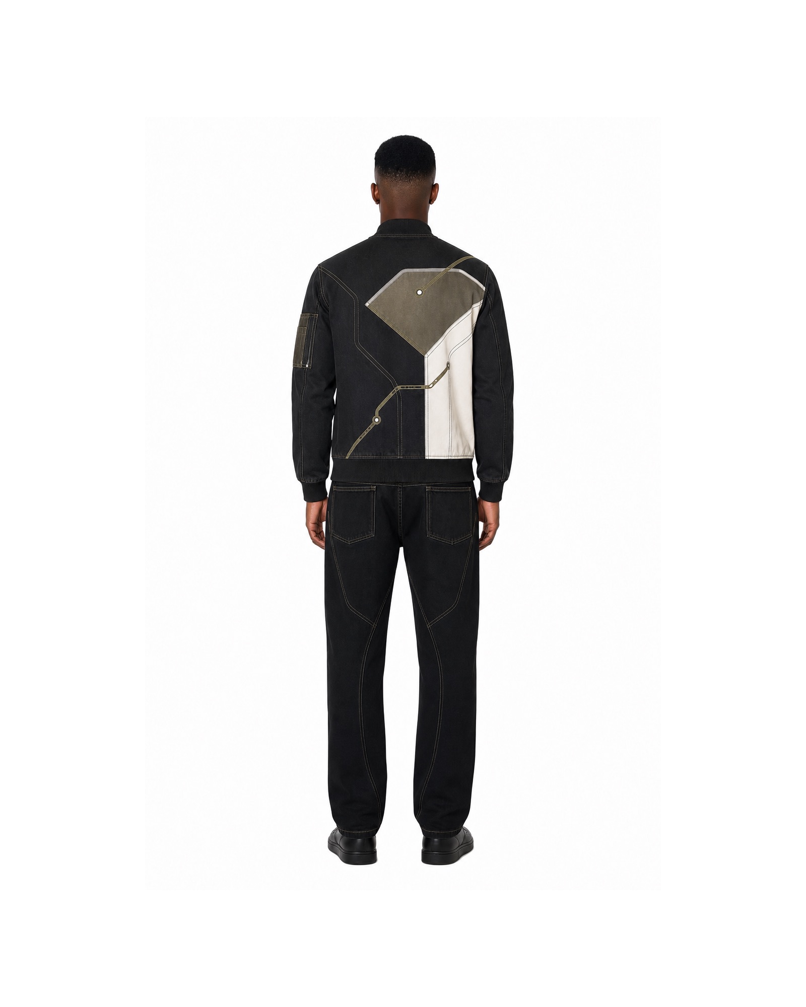 METRO Olive Vector Panel Jacket back product view on a white background