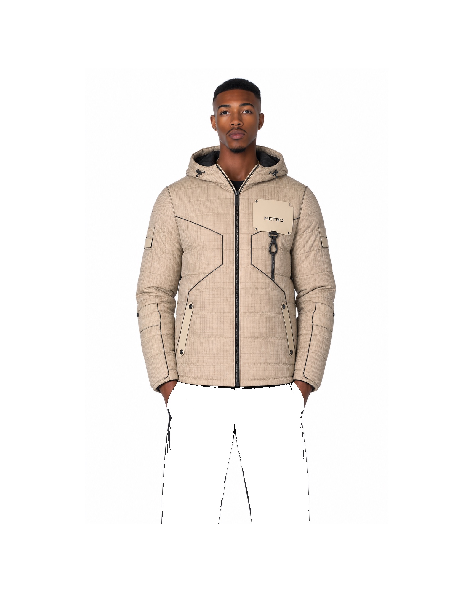 METRO Sand Cabin Puffer front product view on a white background