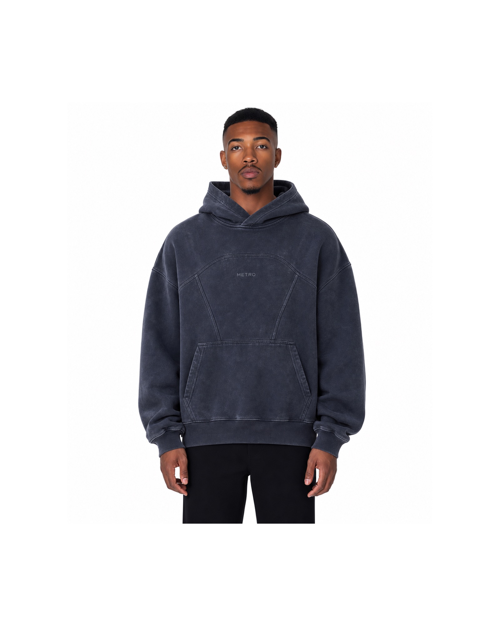 METRO Midnight Arc Hoodie front product view on a white background