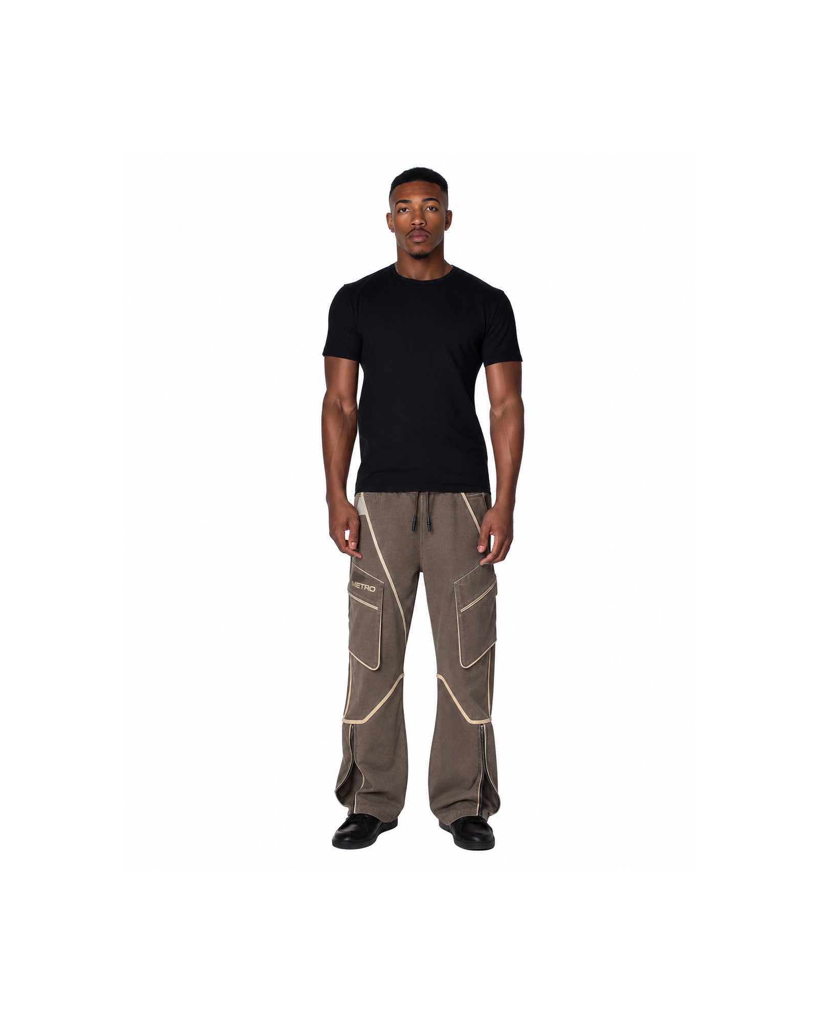 METRO Taupe Interchange Cargo Joggers front product view on a white background