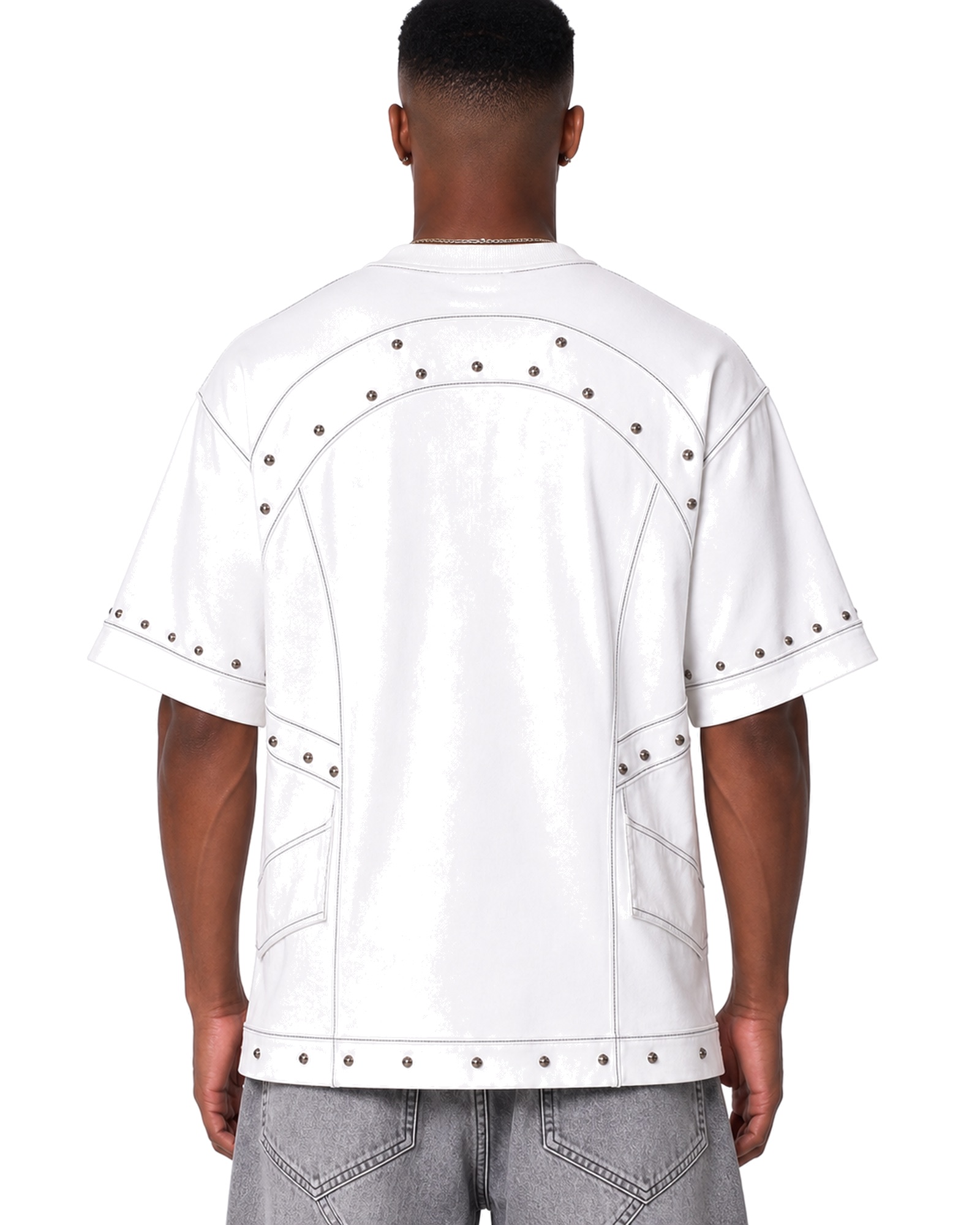 METRO Orbit Stud Oversized Tee back product view on a white background