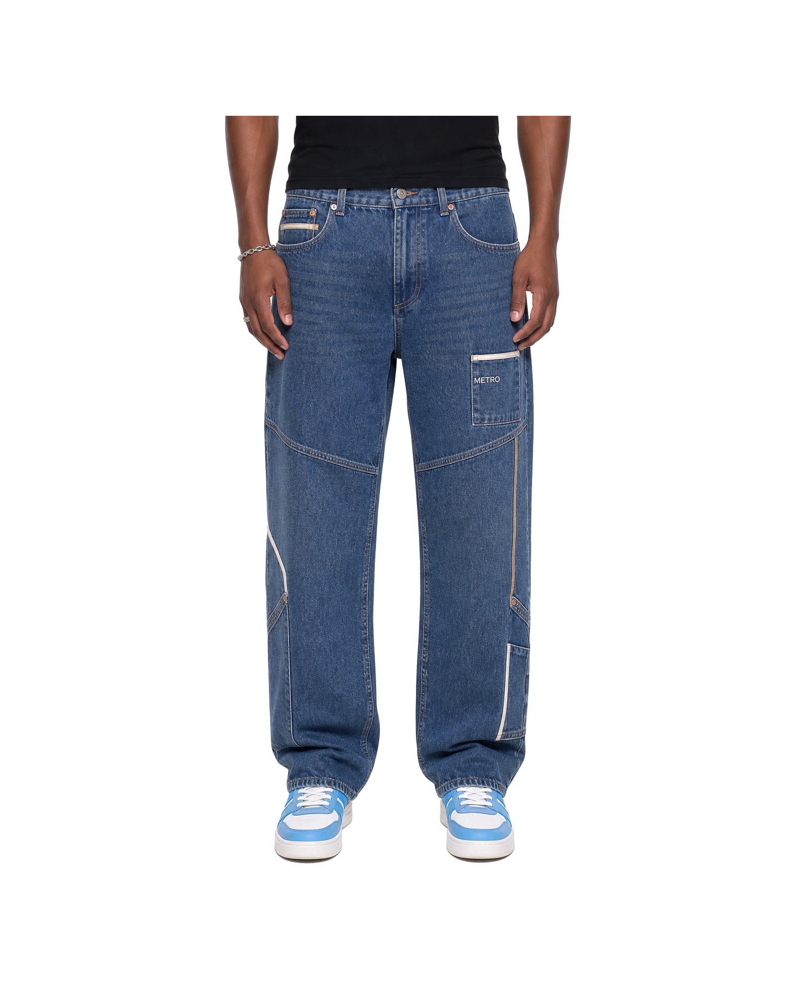METRO Blue Rail Carpenter Jeans front product view on a white background