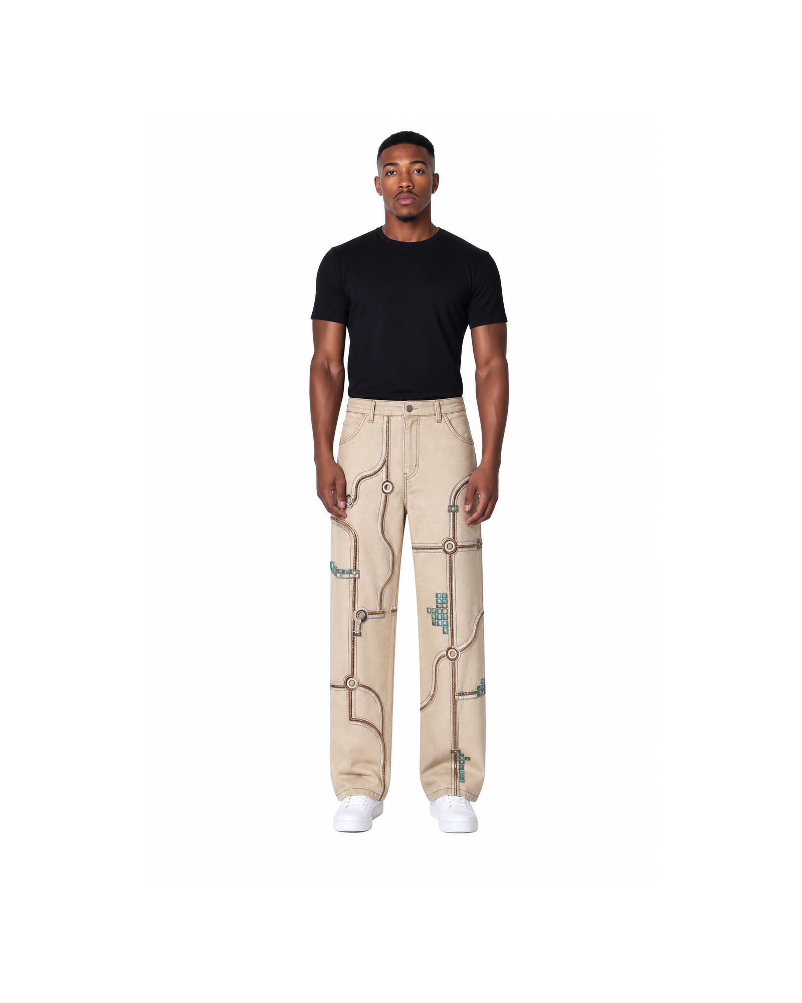 METRO Sand Circuit Cargo Jeans front product view on a white background