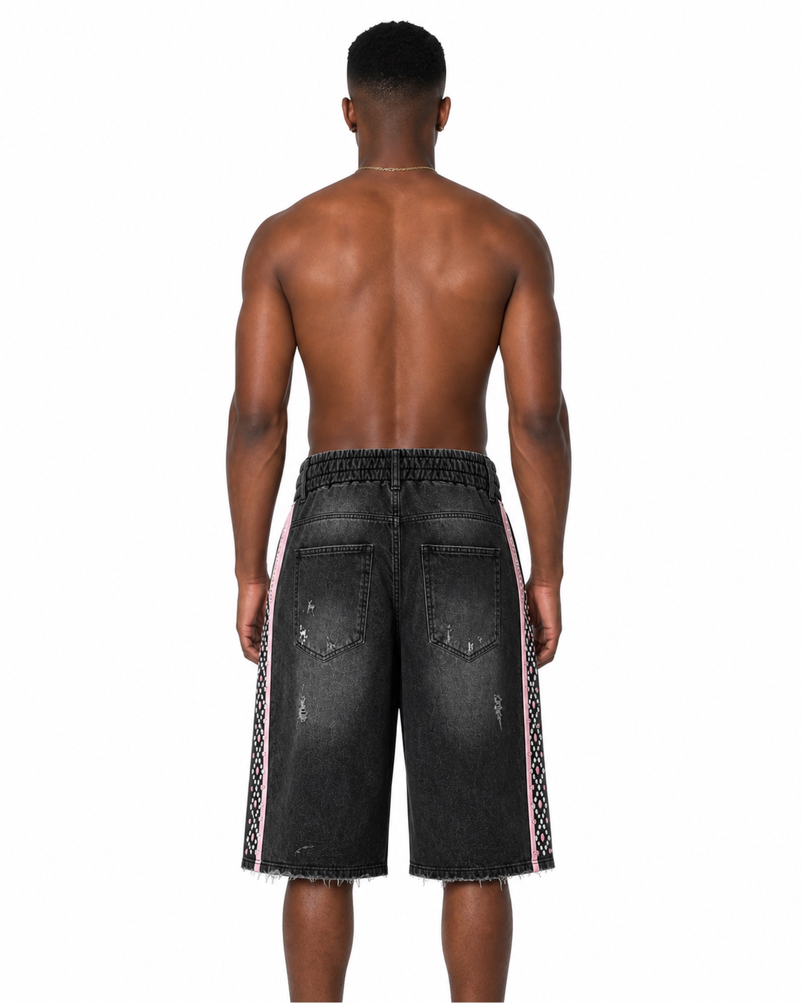 METRO Crimson Track Leather Jorts back product view on a white background