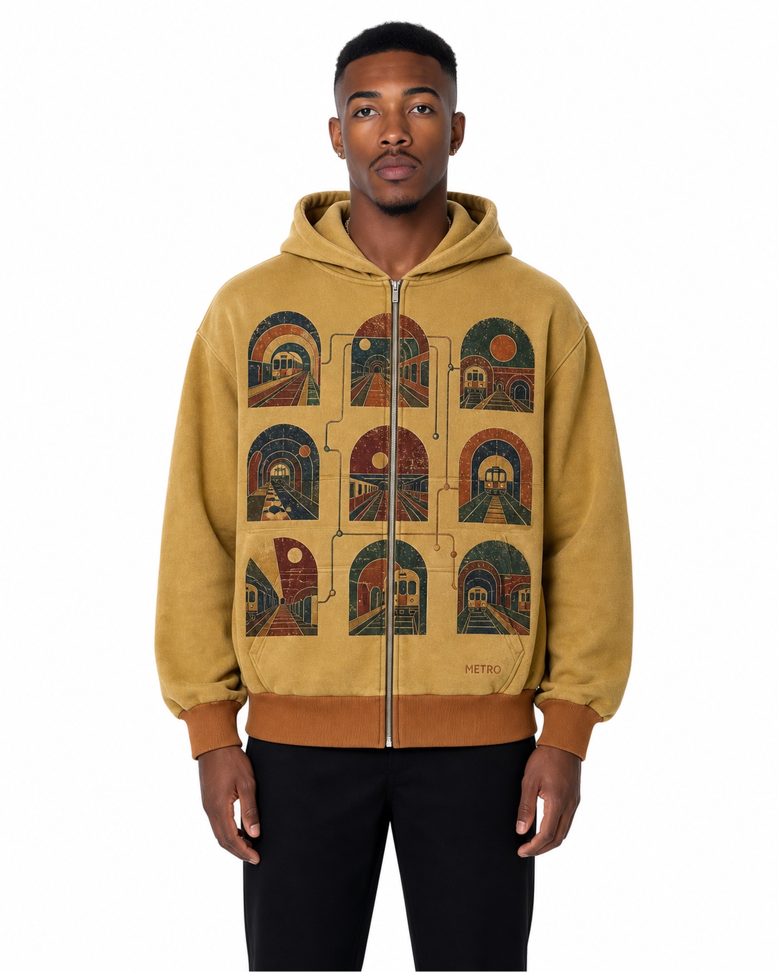 METRO Amber Arcade Zip Hoodie front product view on a white background