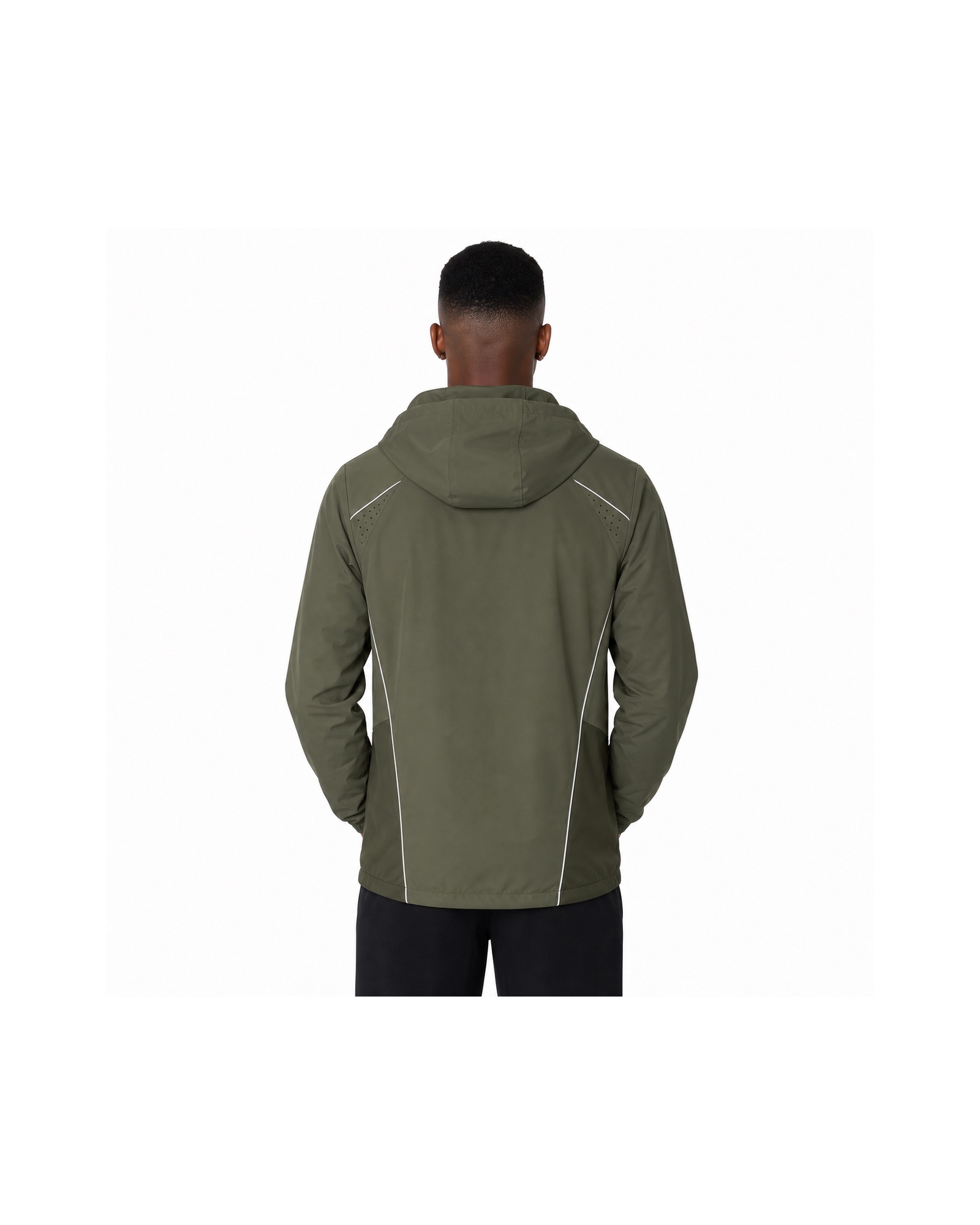 METRO Olive Ridgeline Hooded Shell back product view on a white background