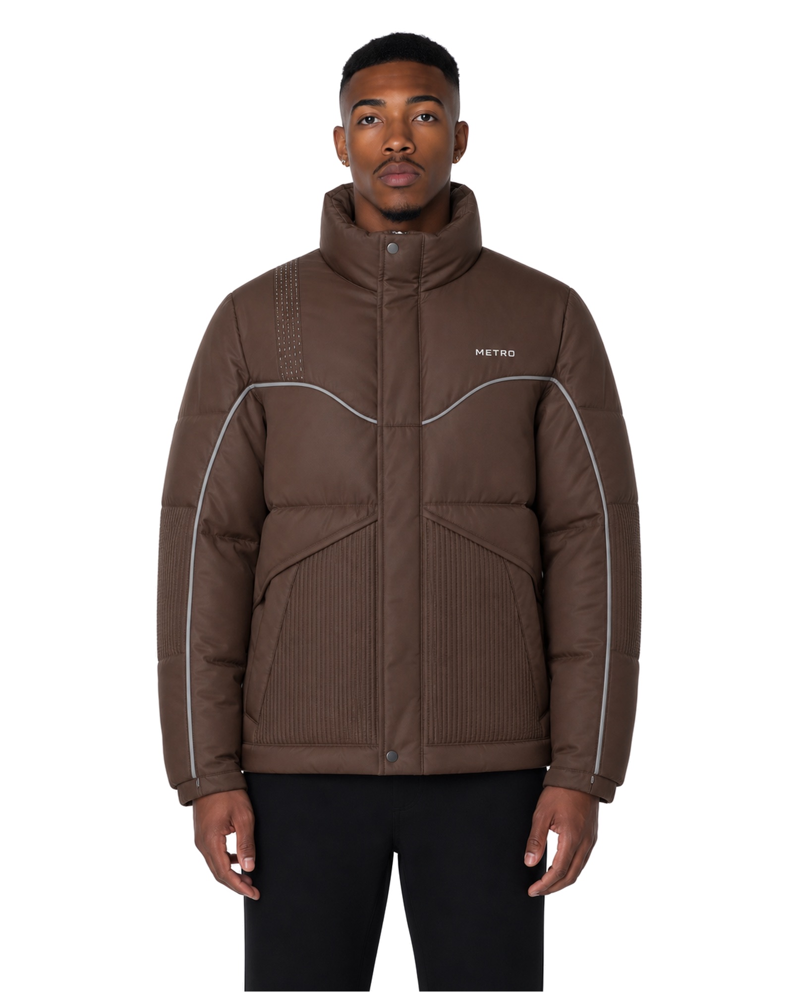 METRO Umber Circuit Puffer Jacket front product view on a white background