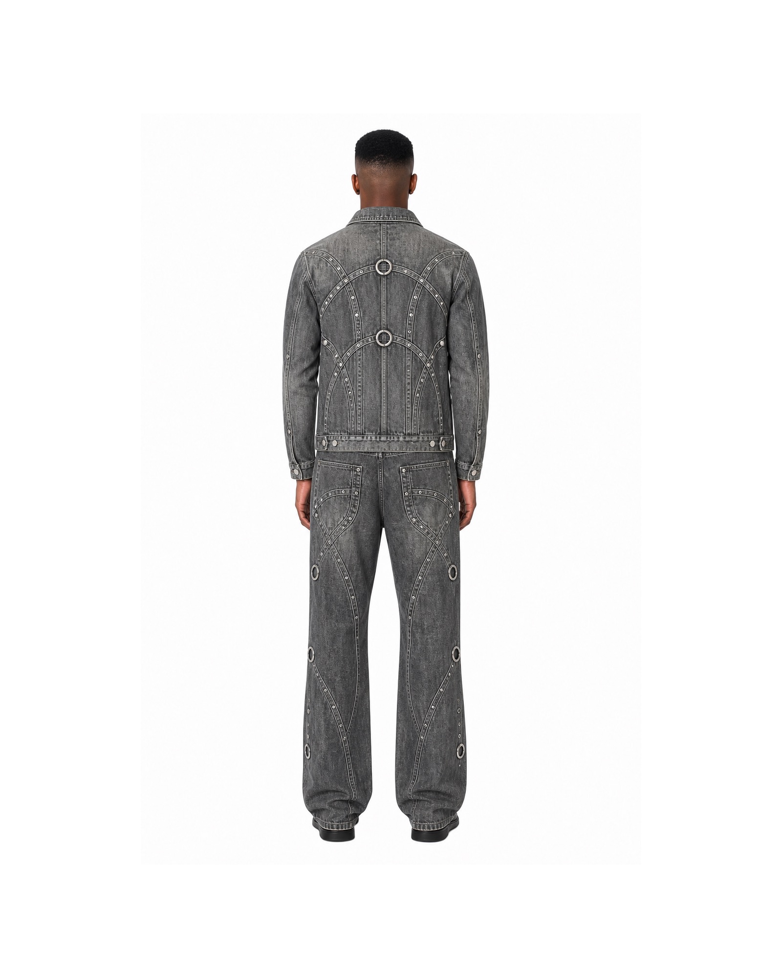 METRO Graphite Yard Denim Set back product view on a white background