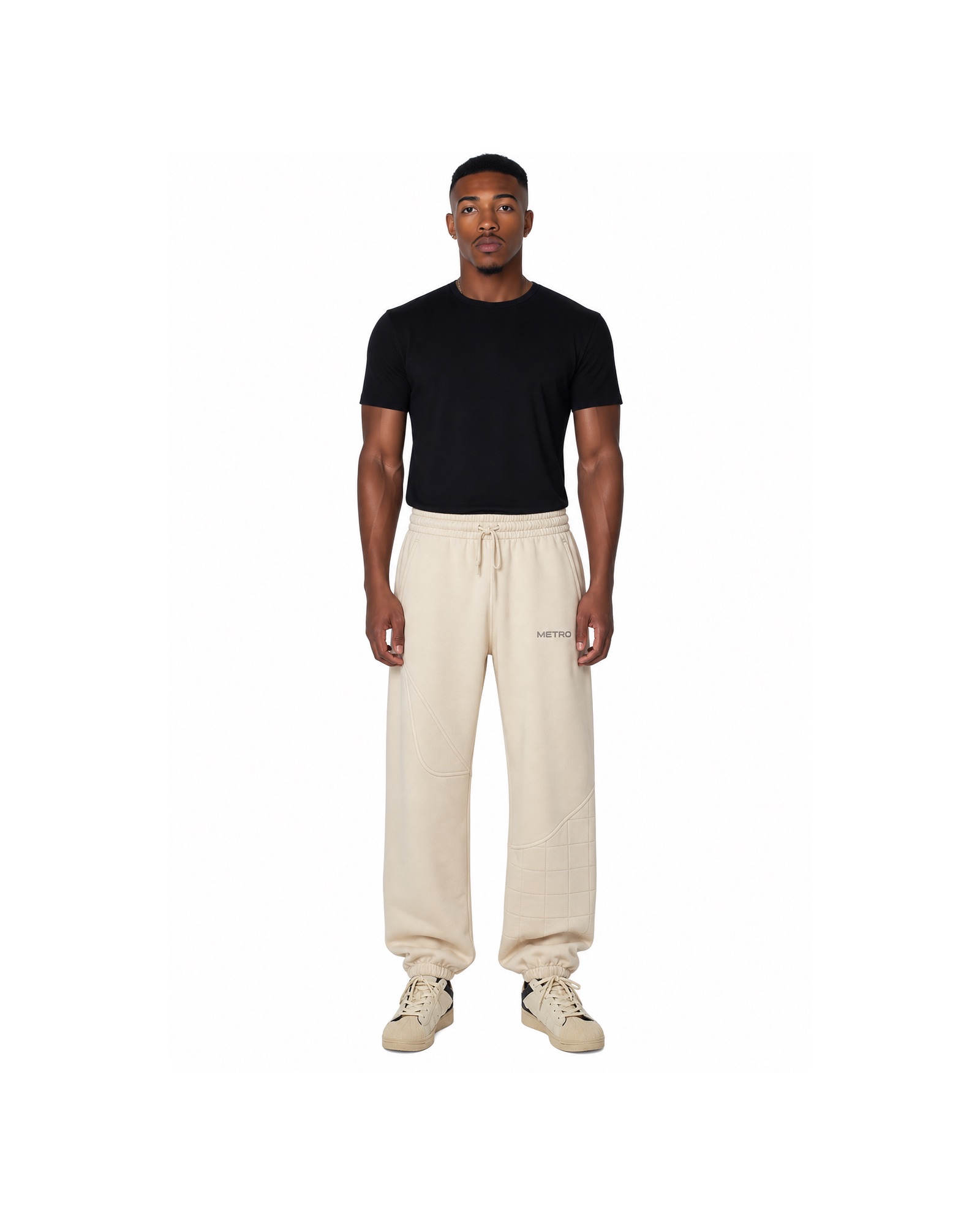 METRO Cream Switch Joggers front product view on a white background