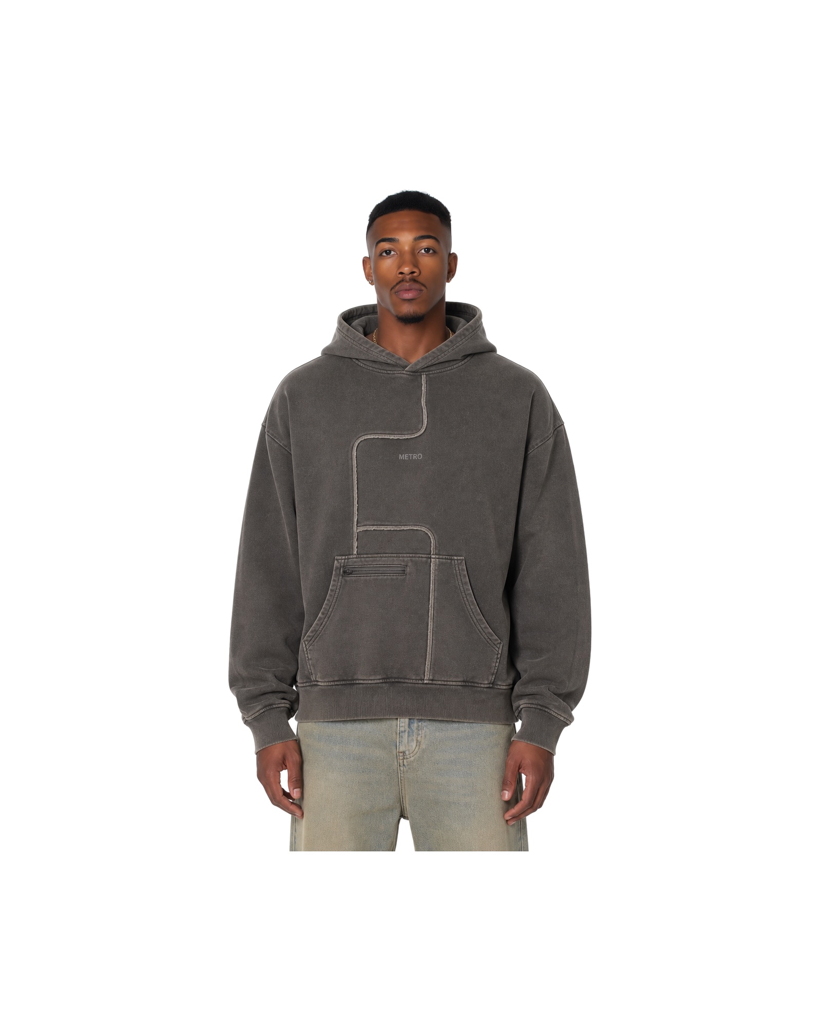 METRO Earthline Pocket Hoodie front product view on a white background