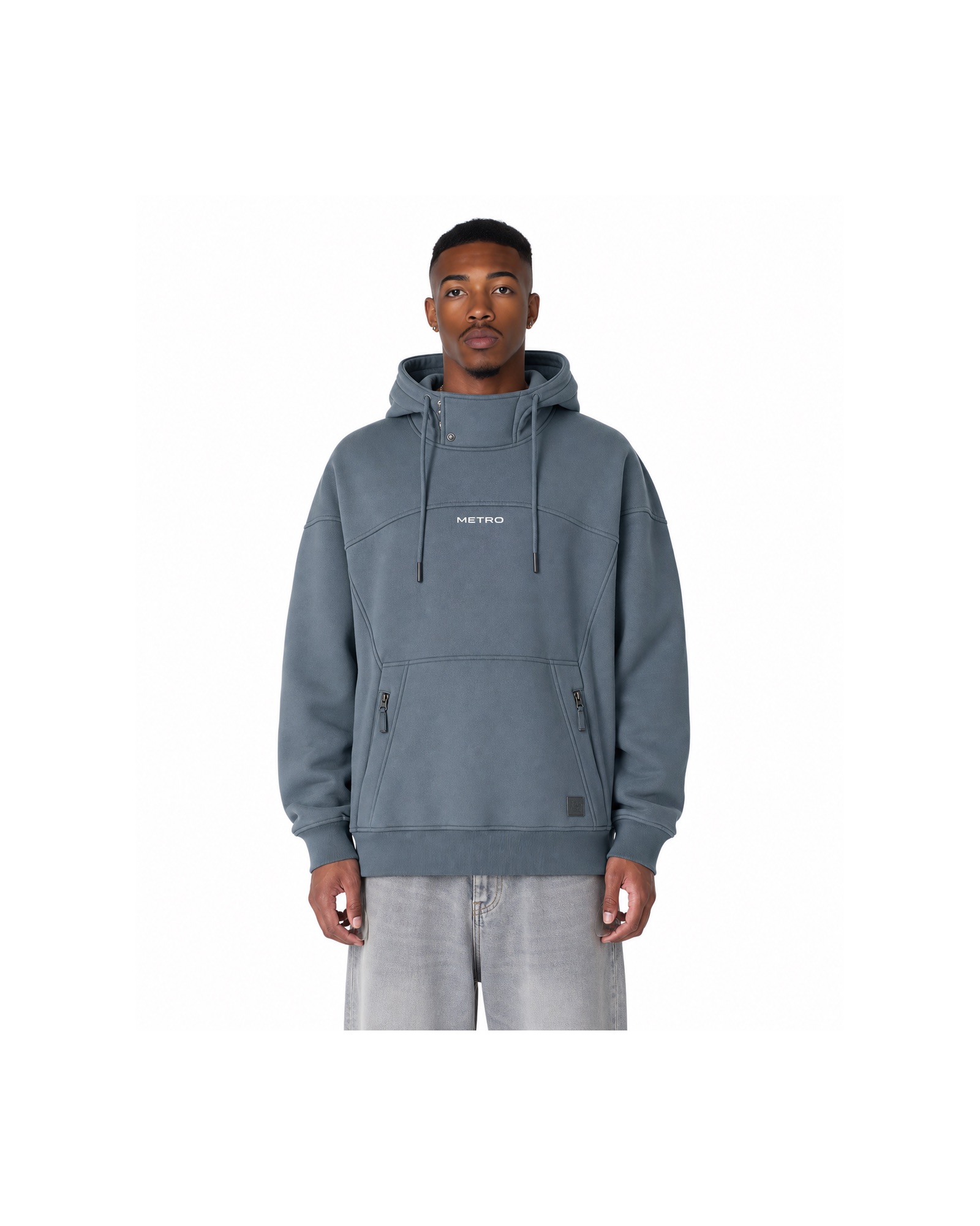 METRO Steel Gate Pullover Hoodie front product view on a white background
