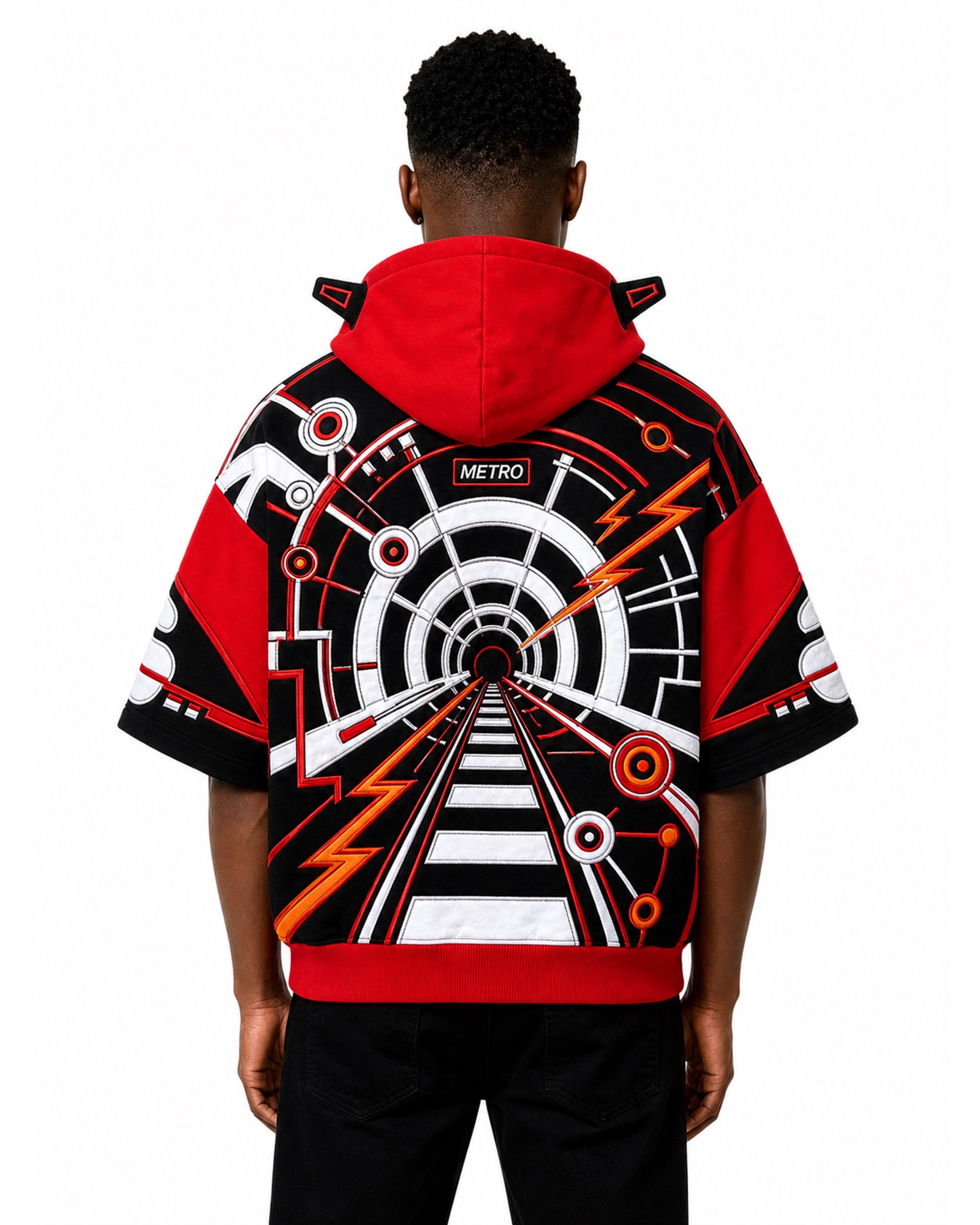 METRO Redline Herald Zip Hoodie back product view on a white background