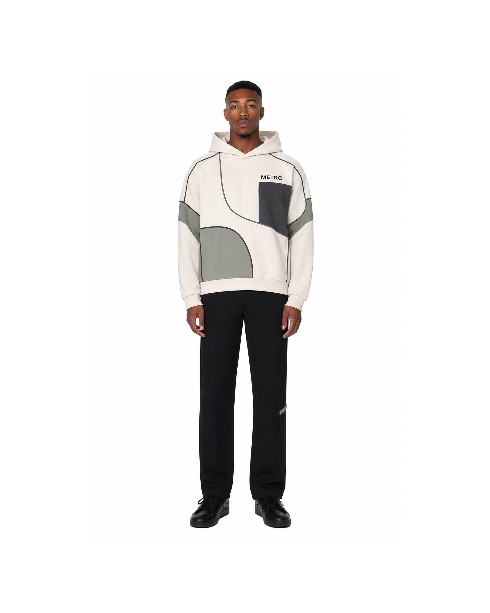 METRO Ivory Terrain Hoodie front product view on a white background