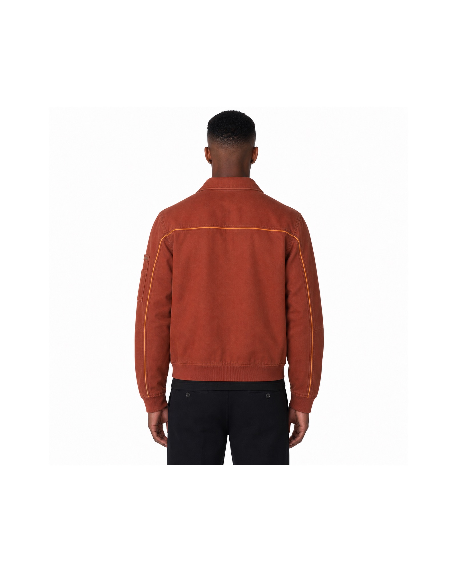 METRO Rust Signal Suede Jacket back product view on a white background