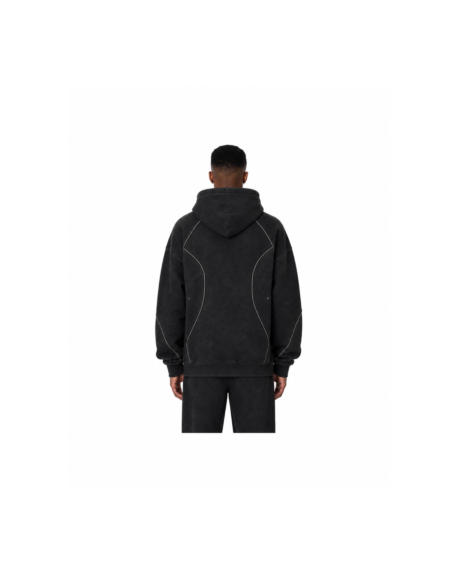 METRO Obsidian Curve Zip Hoodie back product view on a white background