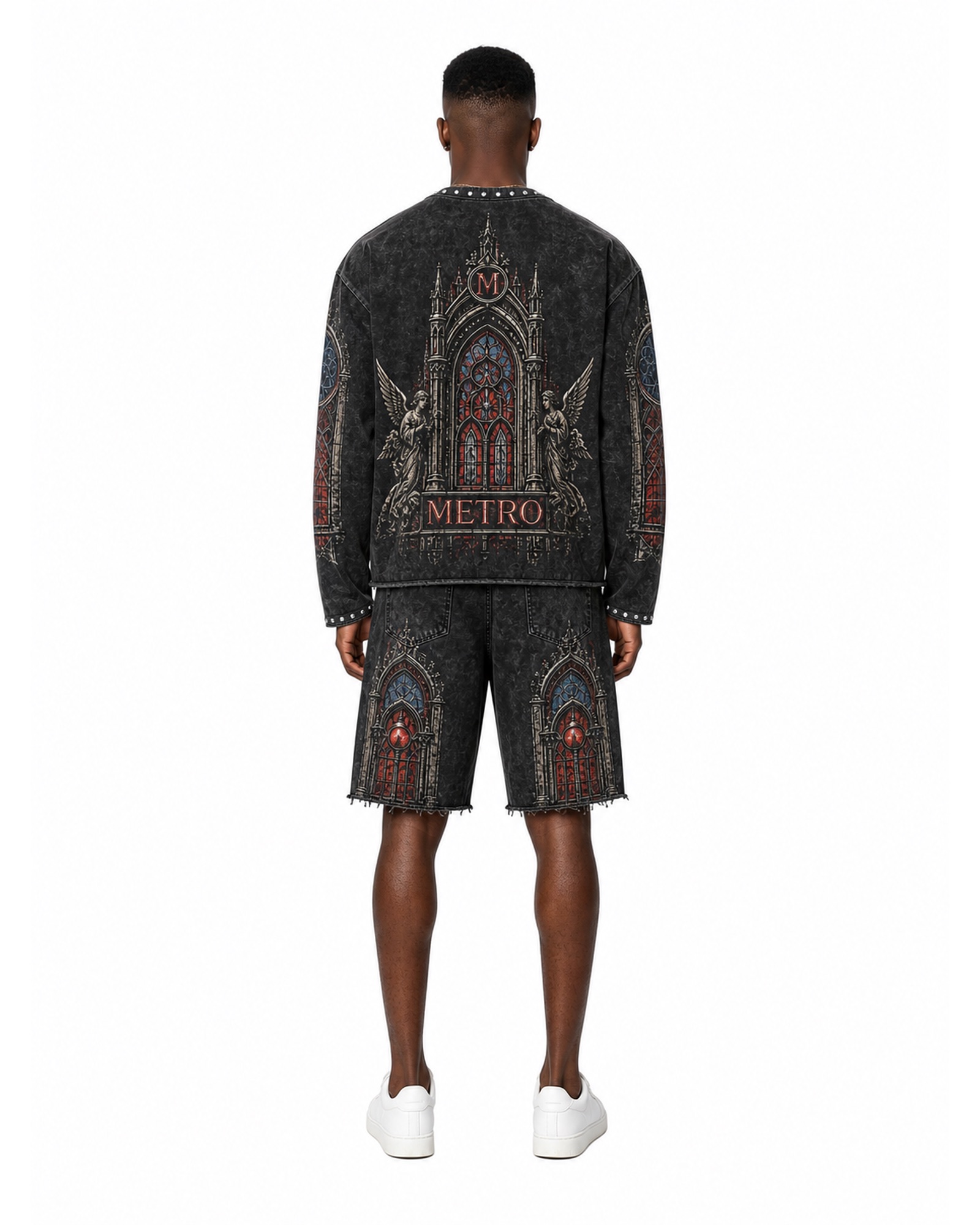METRO Ember Cathedral Shorts Set back product view on a white background