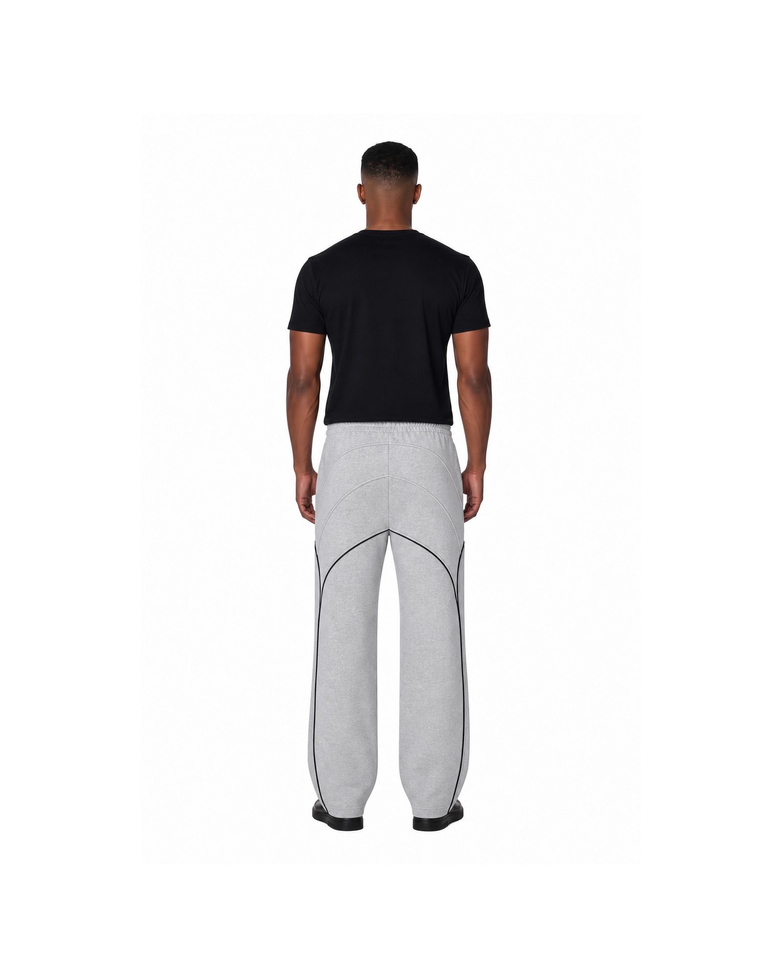 METRO Silver Leaf Panel Trousers back product view on a white background