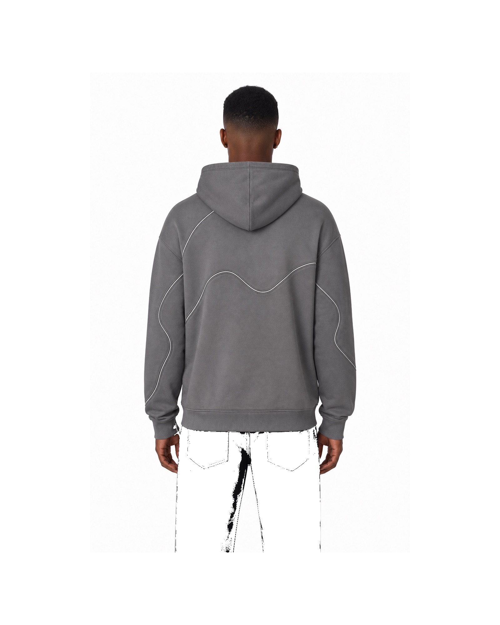 METRO Smoke Terminal Hoodie back product view on a white background