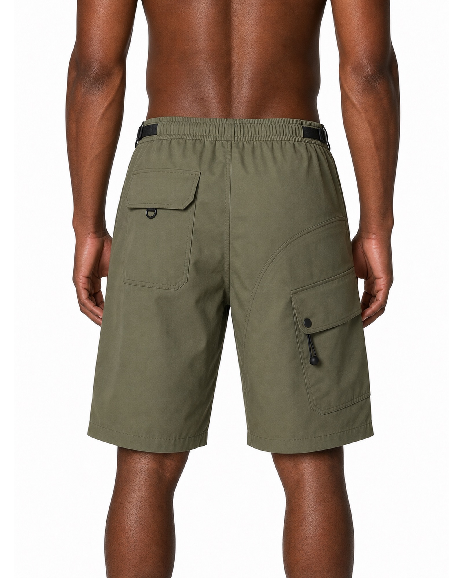 METRO Olive Switch Cargo Shorts back product view on a white background