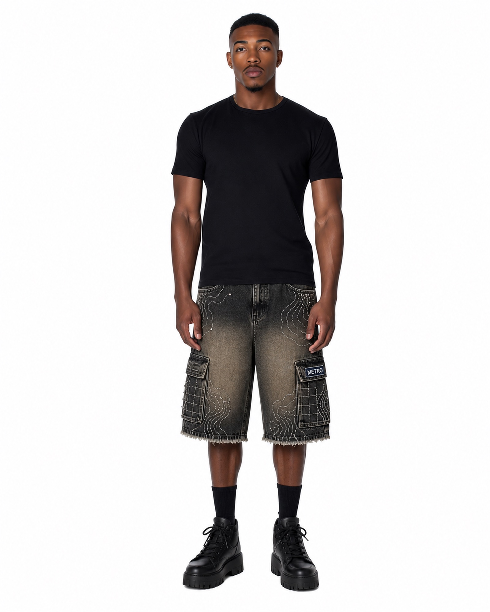 METRO Smoke Fade Cargo Jorts front product view on a white background