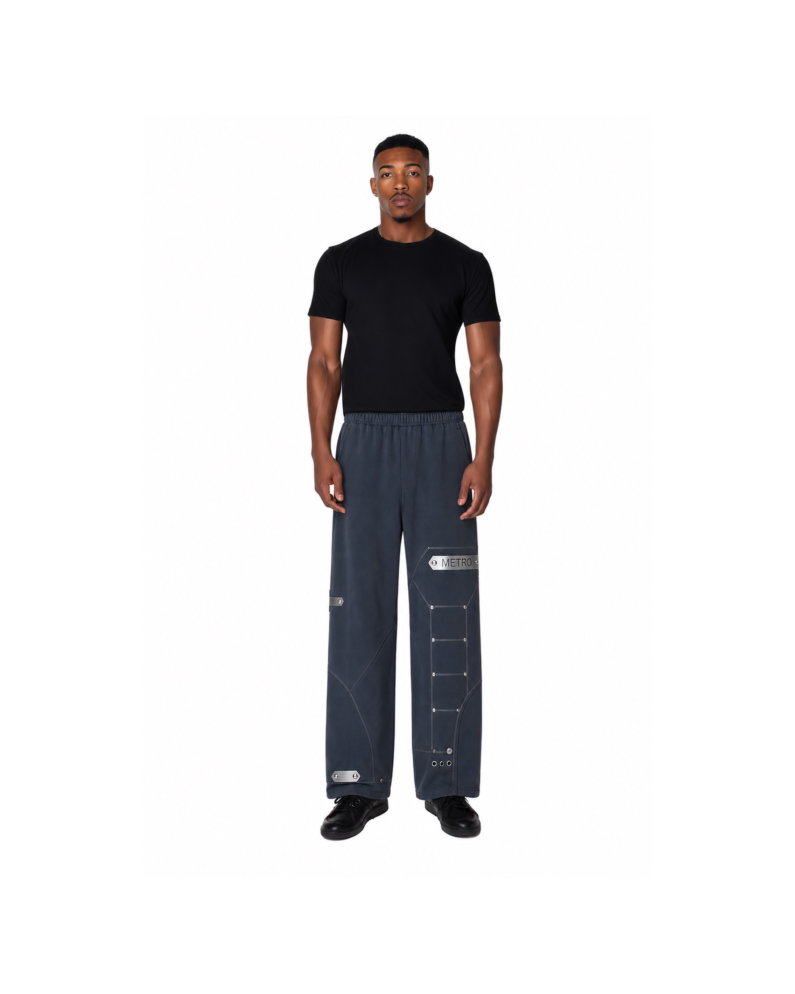 METRO Midnight Ladder Track Pants front product view on a white background